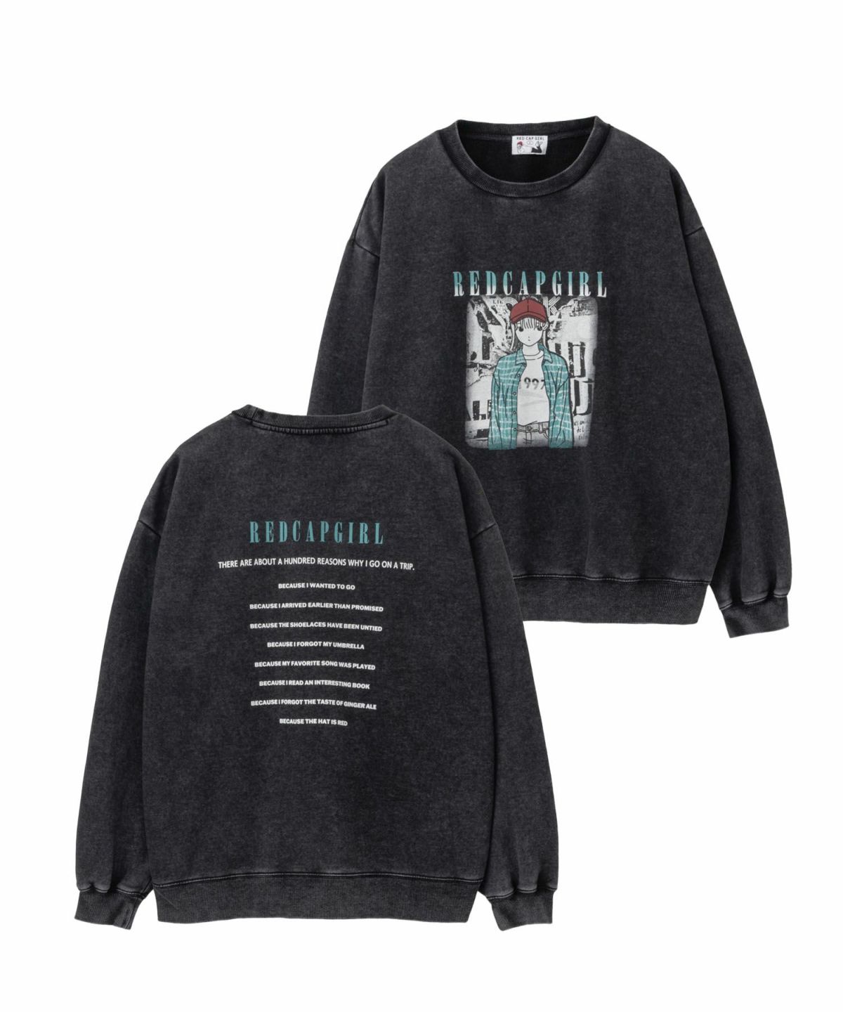 RED CAP GIRL 裏起毛スノーウォッシュクルーネックスウェット メンズ