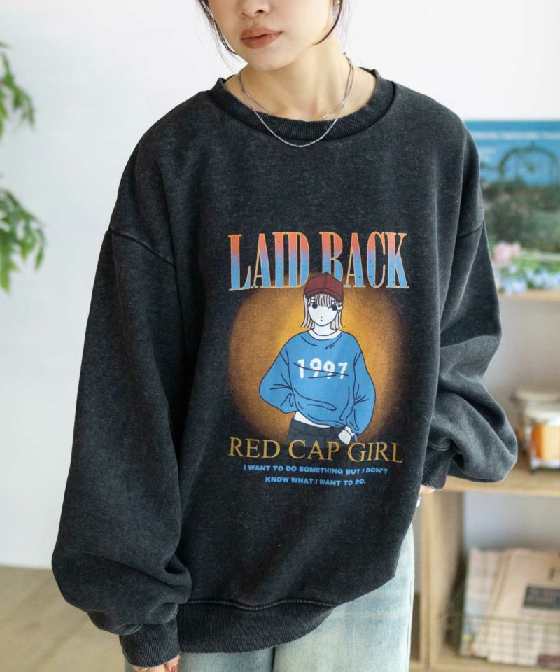 RED CAP GIRL  裏起毛スノーウォッシュクルーネックスウェット メンズ商品画像-1