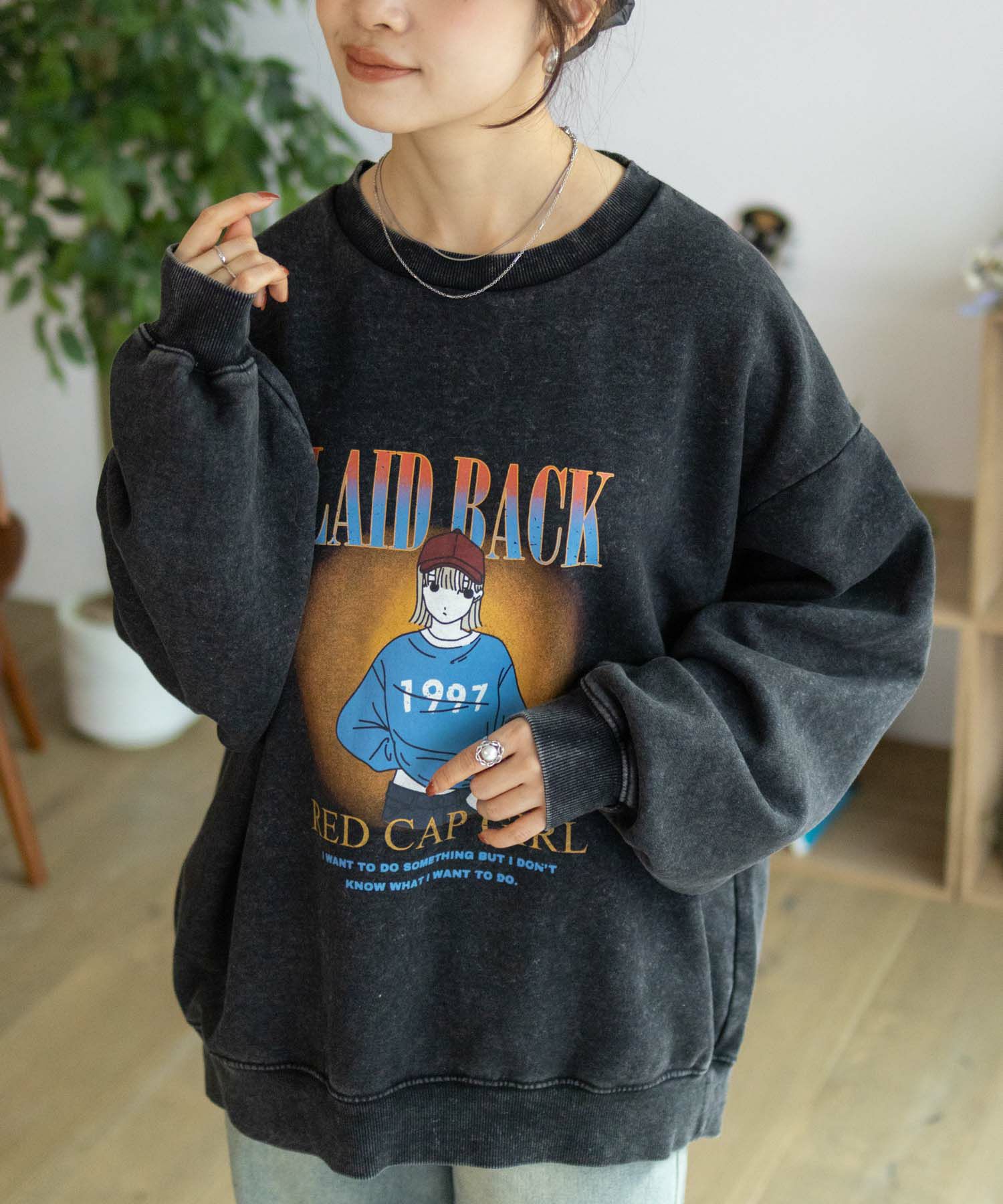 RED CAP GIRL 裏起毛スノーウォッシュクルーネックスウェット メンズ