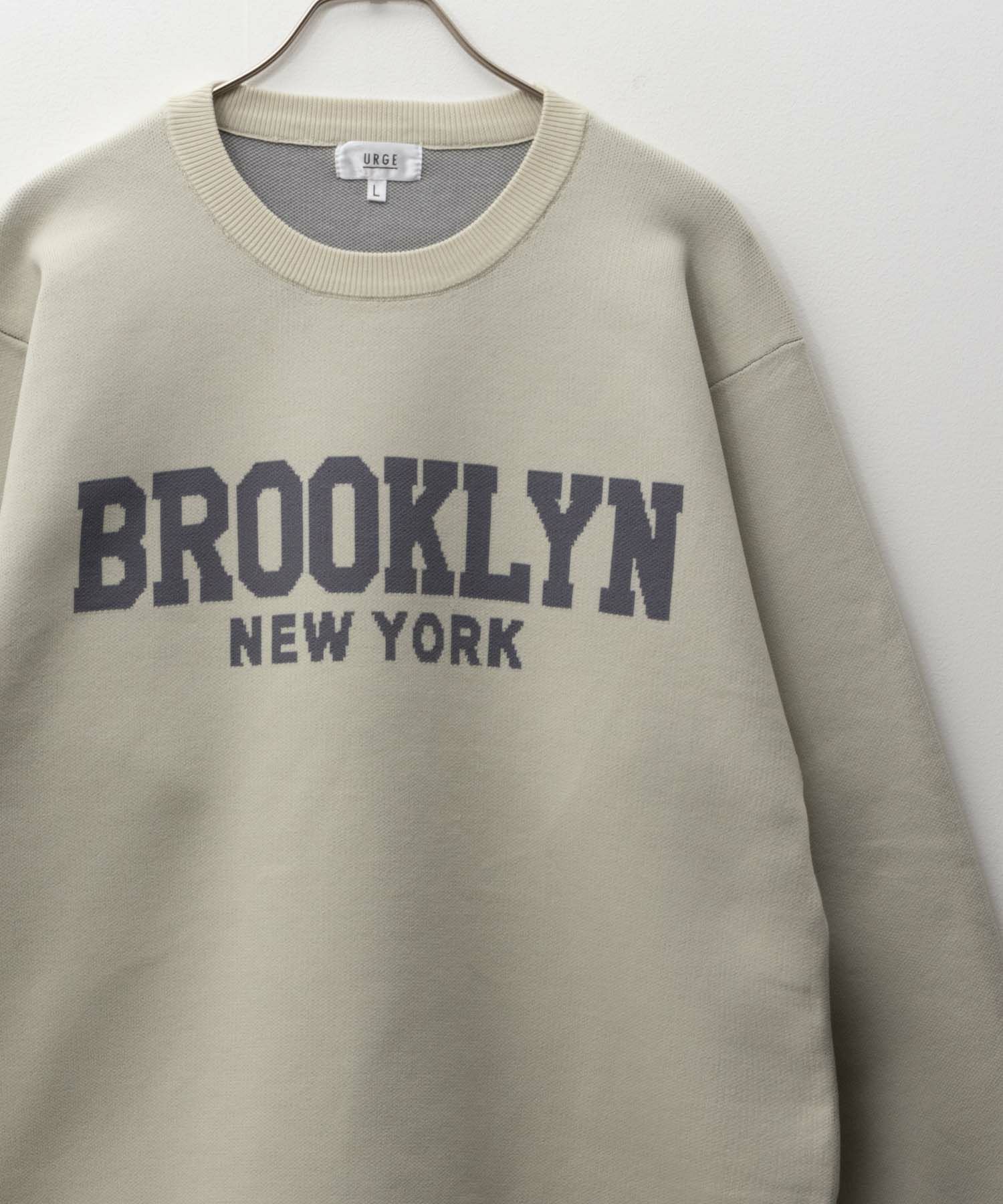 7Gジャガードスウェットライククルーニット メンズ