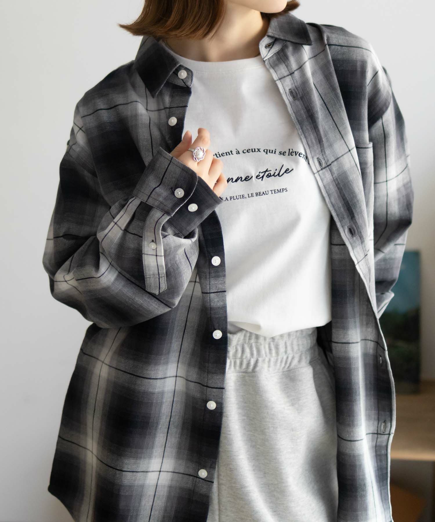 NAVY ネルチェックシャツ メンズ