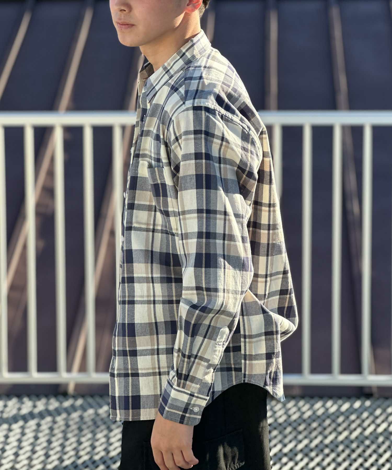 NAVY ネルチェックシャツ メンズ