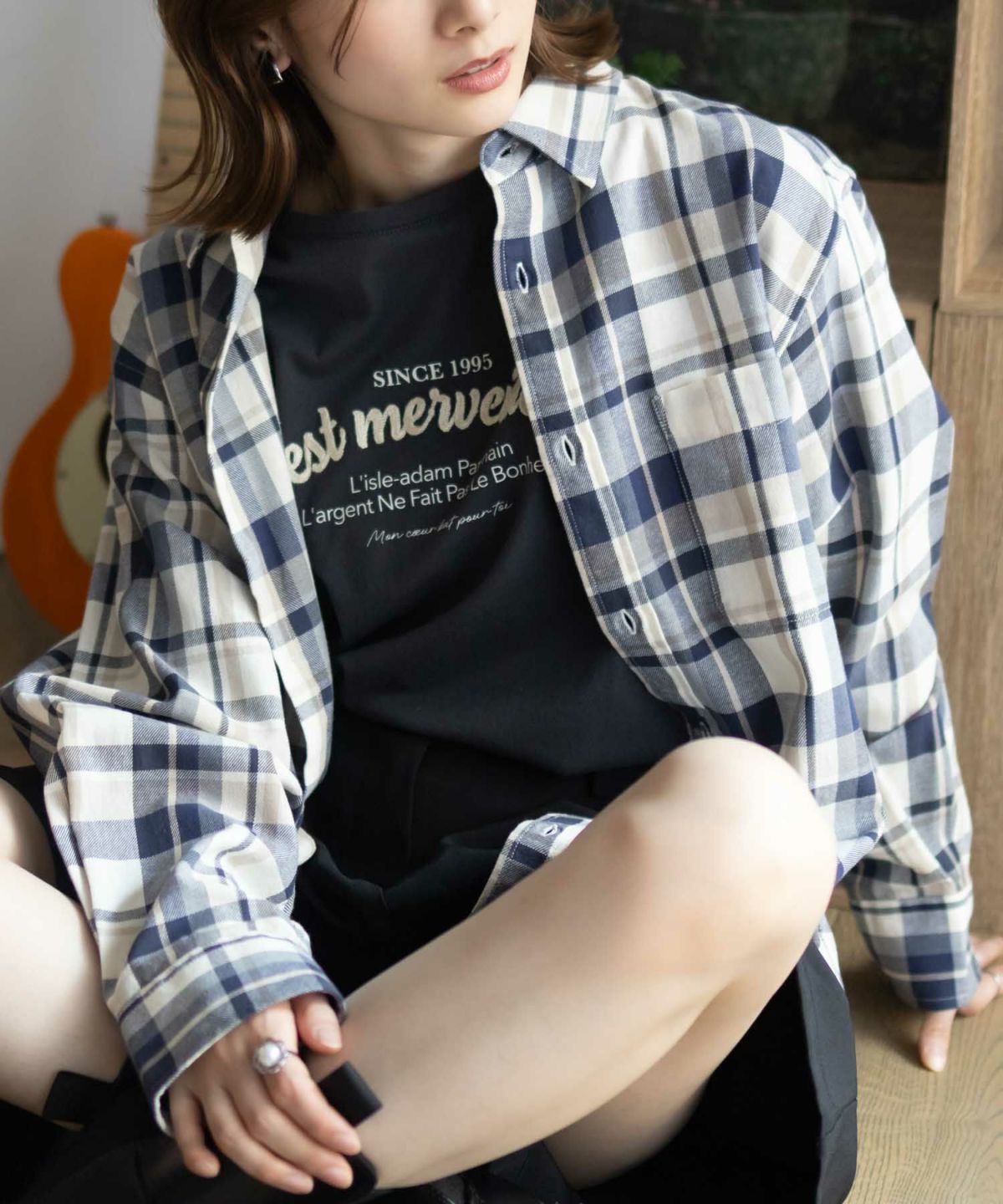 NAVY ネルチェックシャツ メンズ