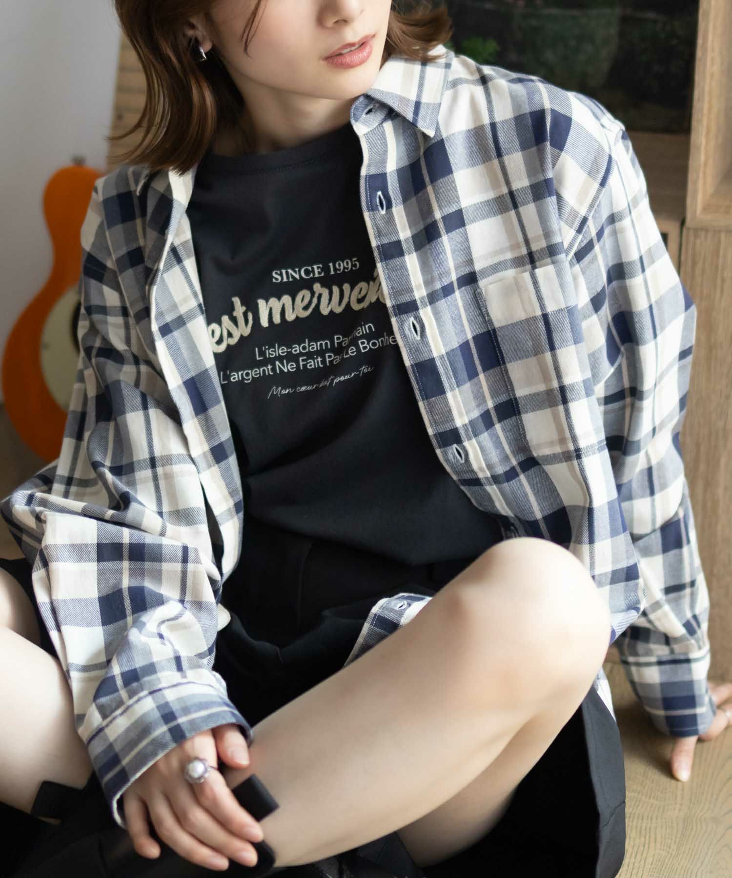 NAVY ネルチェックシャツ メンズ