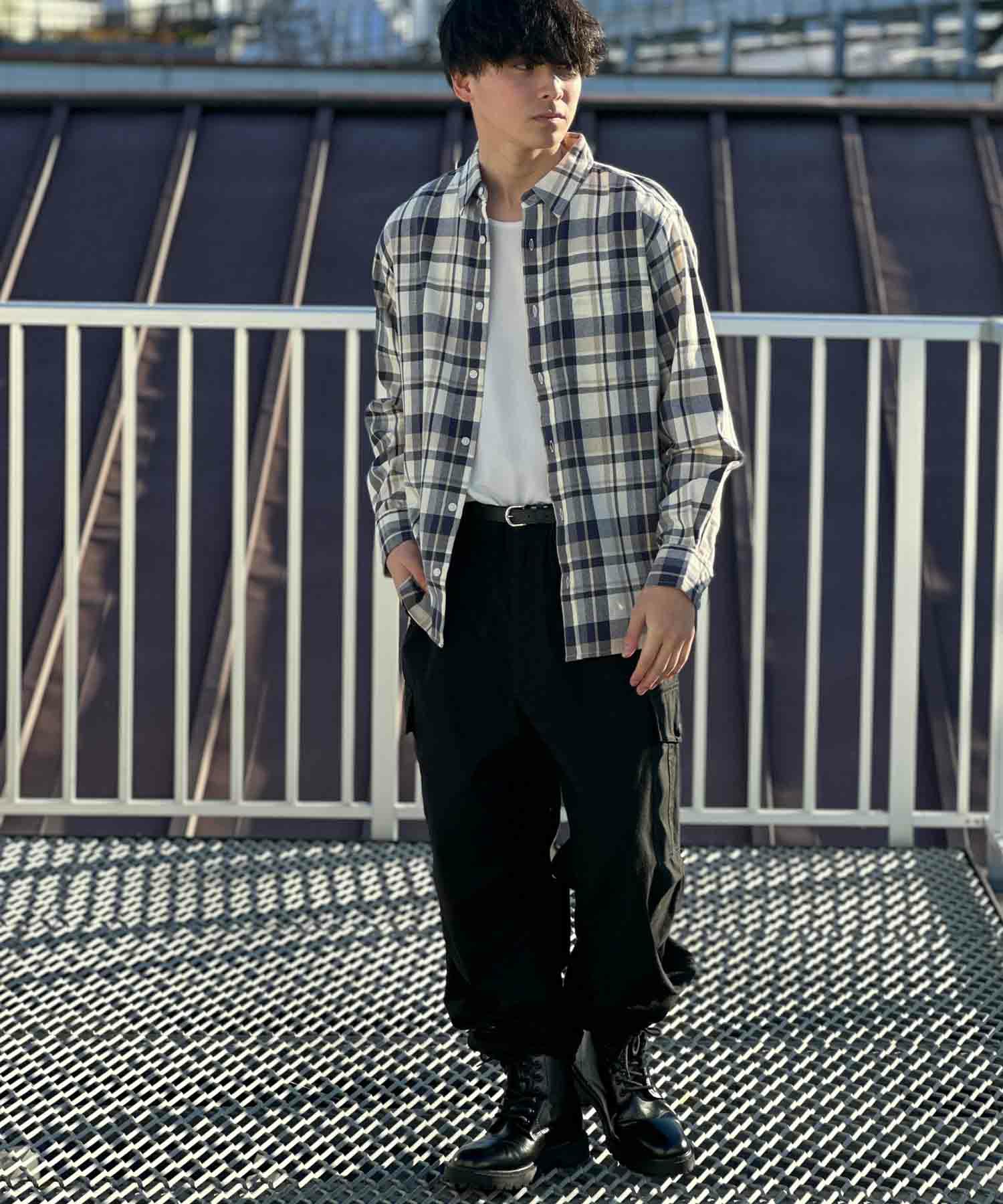 NAVY ネルチェックシャツ メンズ