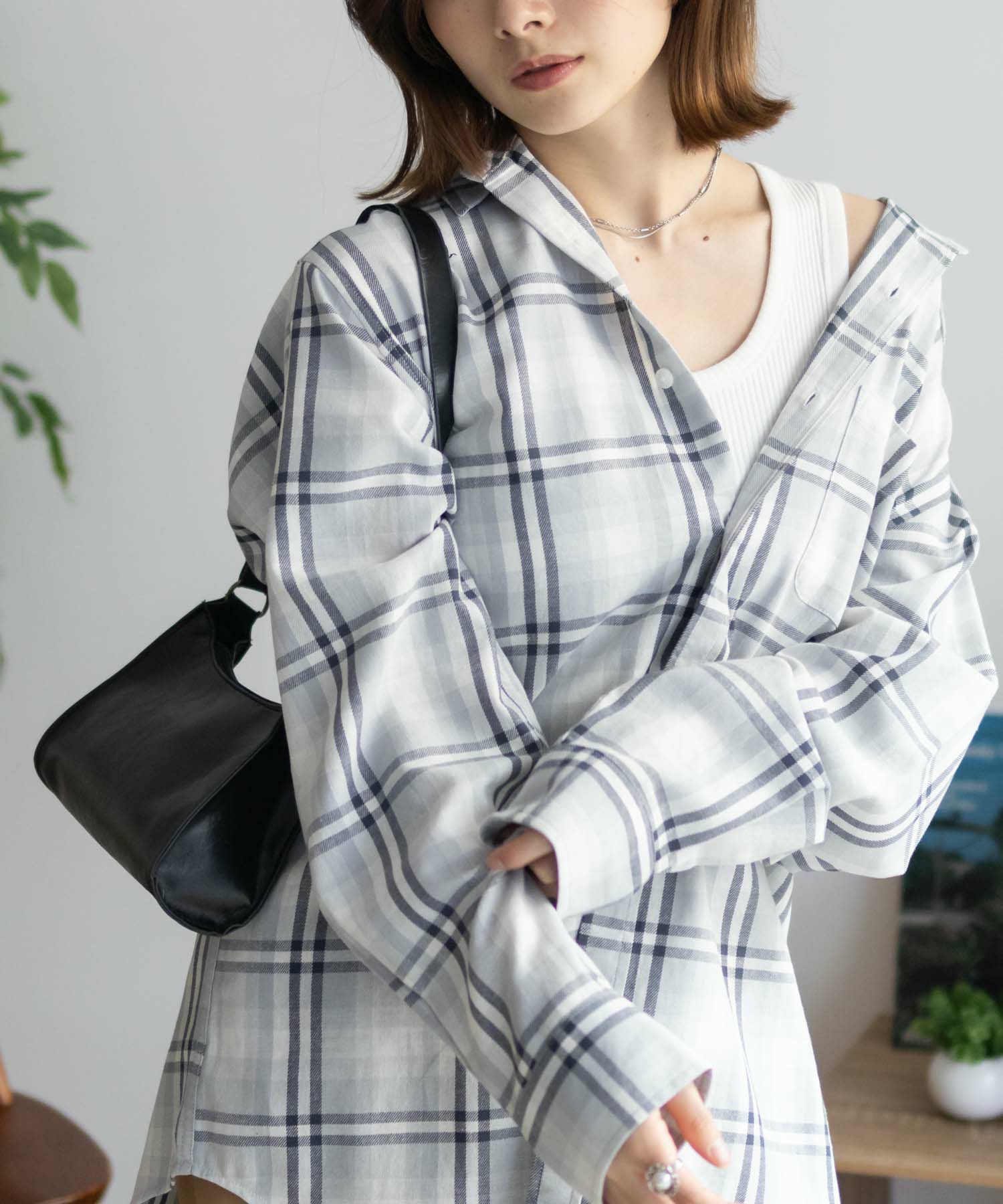 NAVY ネルチェックシャツ メンズ