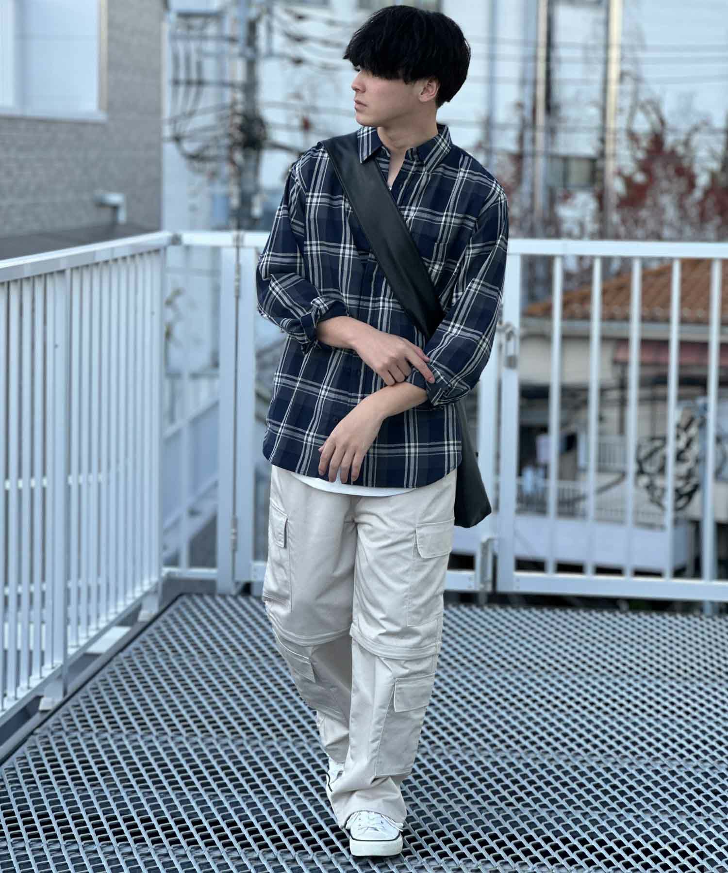 NAVY ネルチェックシャツ メンズ