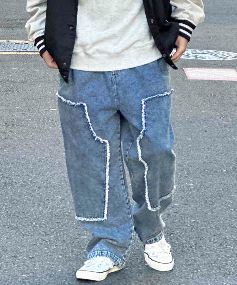 [期間限定価格]NOBLE PRODUCT  ダブルニーデニムパンツ メンズ商品画像-3