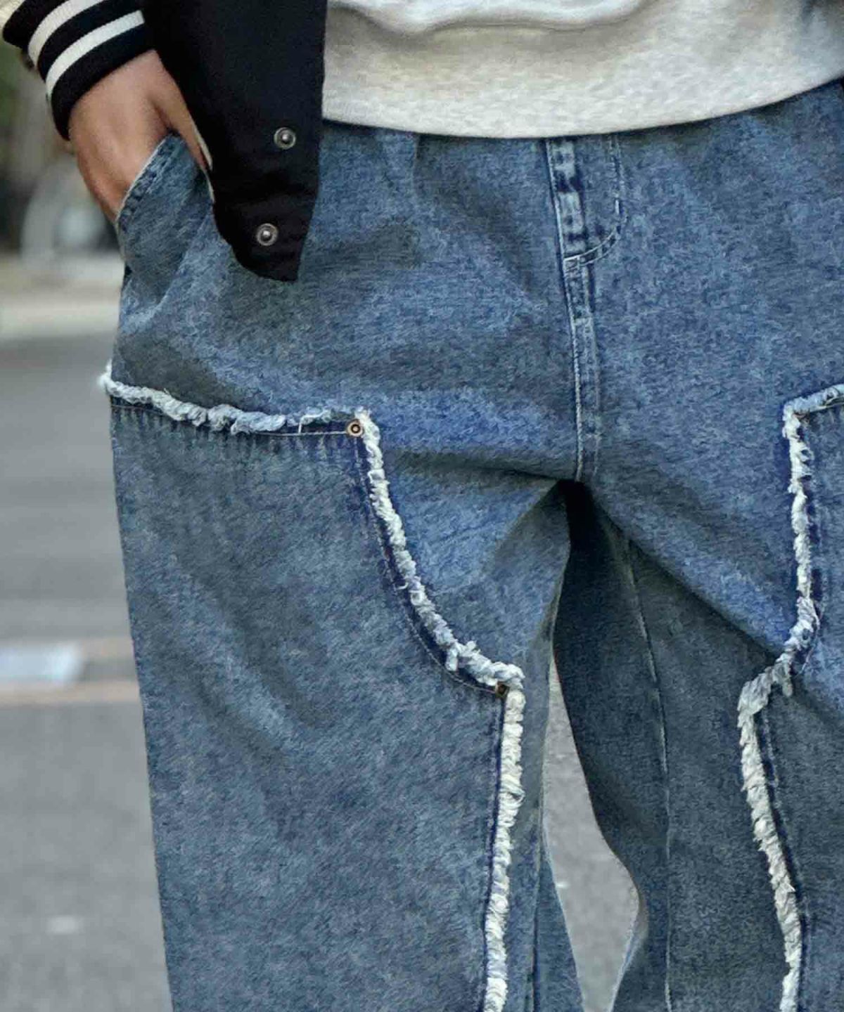  [値下げ]NOBLE PRODUCT ダブルニーデニムパンツ メンズ