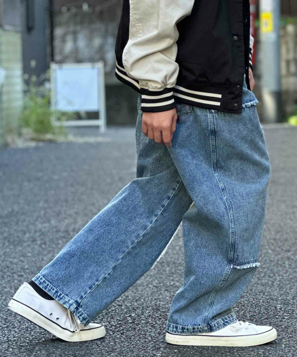  [値下げ]NOBLE PRODUCT ダブルニーデニムパンツ メンズ