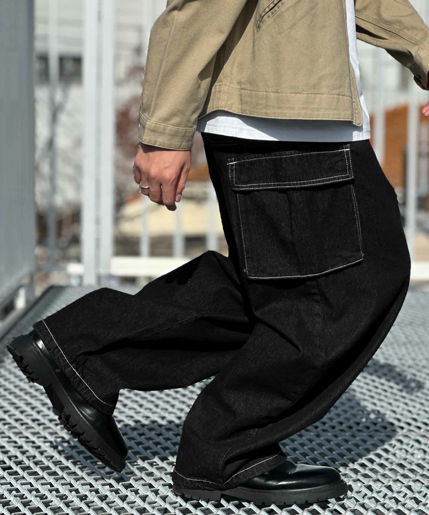 VISION STREET WEAR カラーデニムカーゴパンツ メンズ