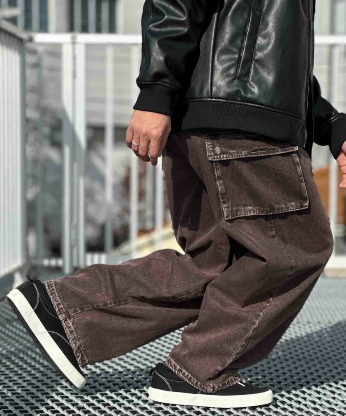 VISION STREET WEAR カラーデニムカーゴパンツ メンズ