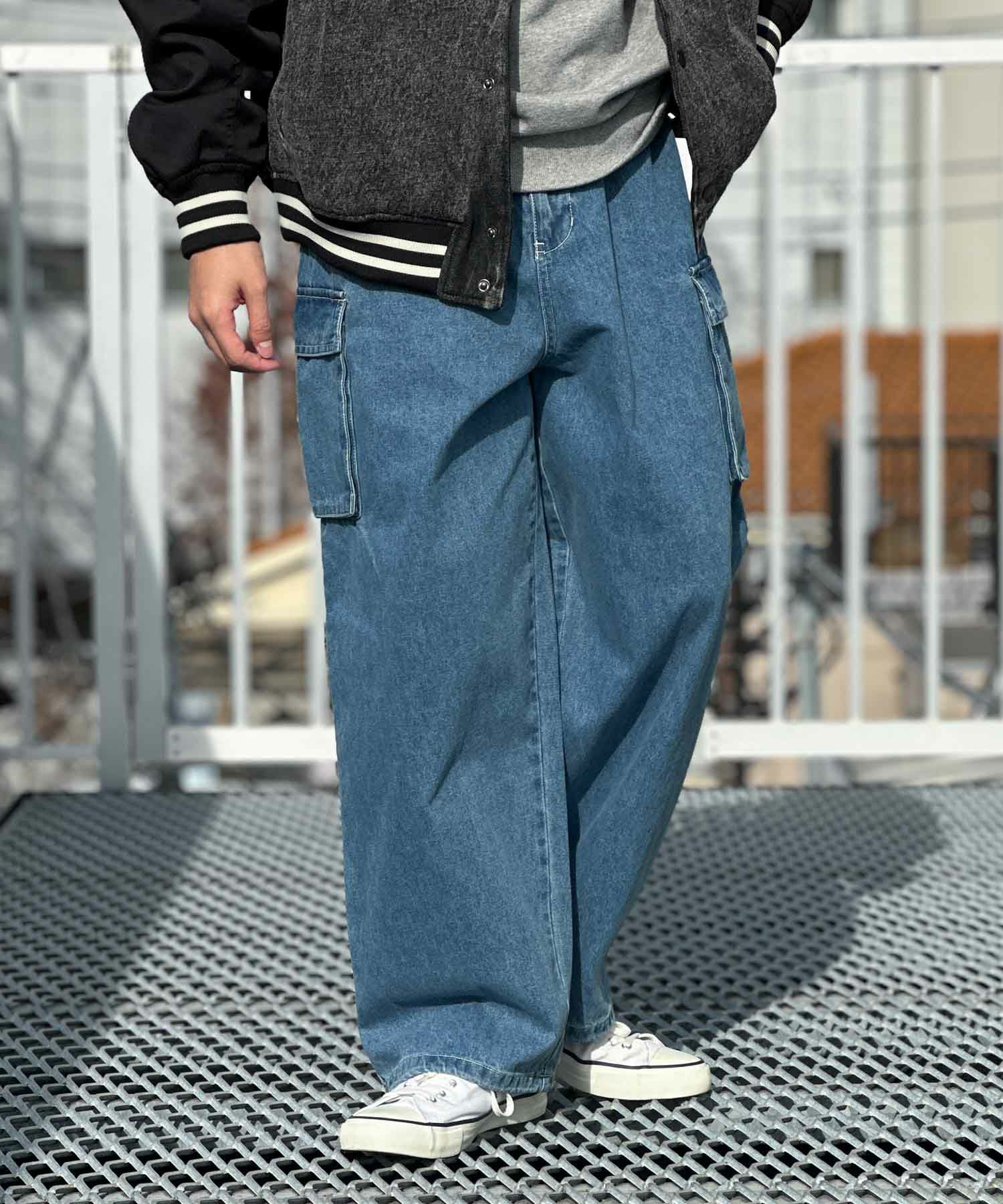 VISION STREET WEAR カラーデニムカーゴパンツ メンズ