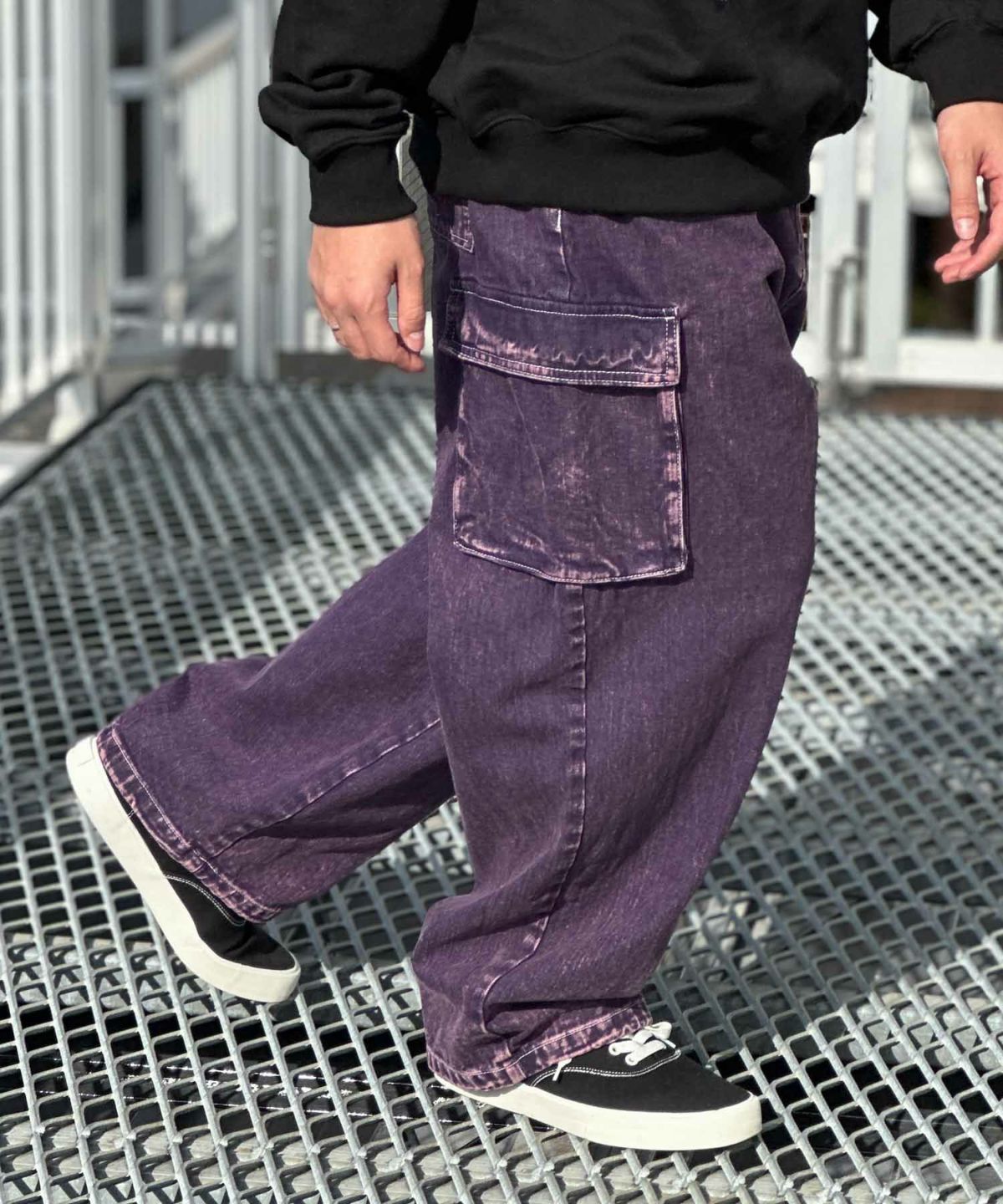 VISION STREET WEAR カラーデニムカーゴパンツ メンズ