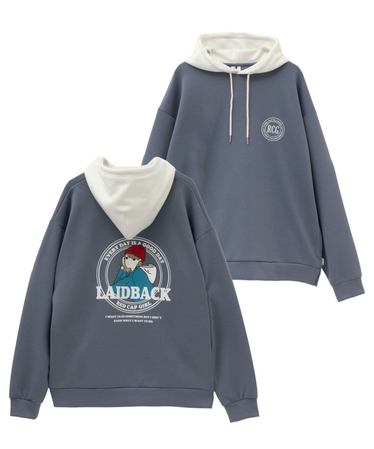 RED CAP GIRL ポンチ素材 バックプリントフーディー メンズ