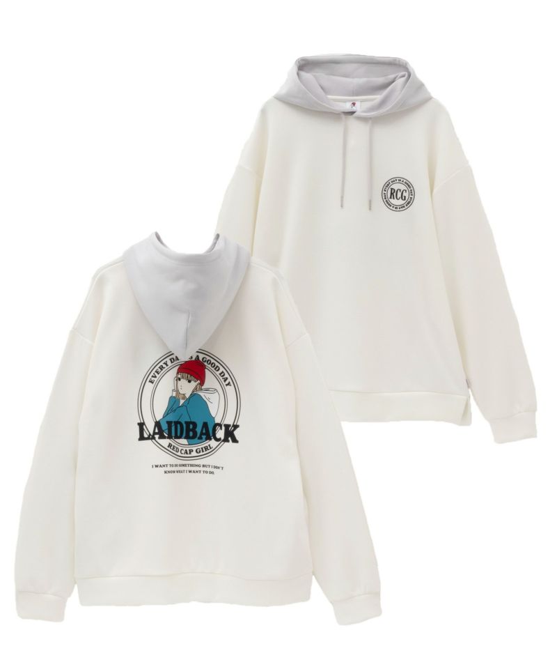 RED CAP GIRL  ポンチ素材 バックプリントフーディー メンズ商品画像-2