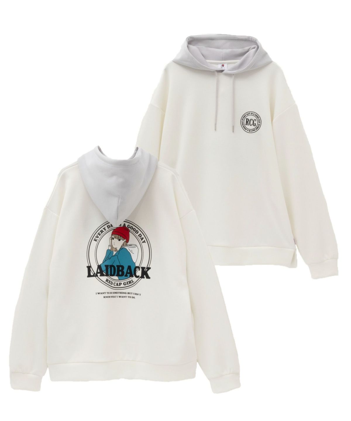 RED CAP GIRL ポンチ素材 バックプリントフーディー メンズ