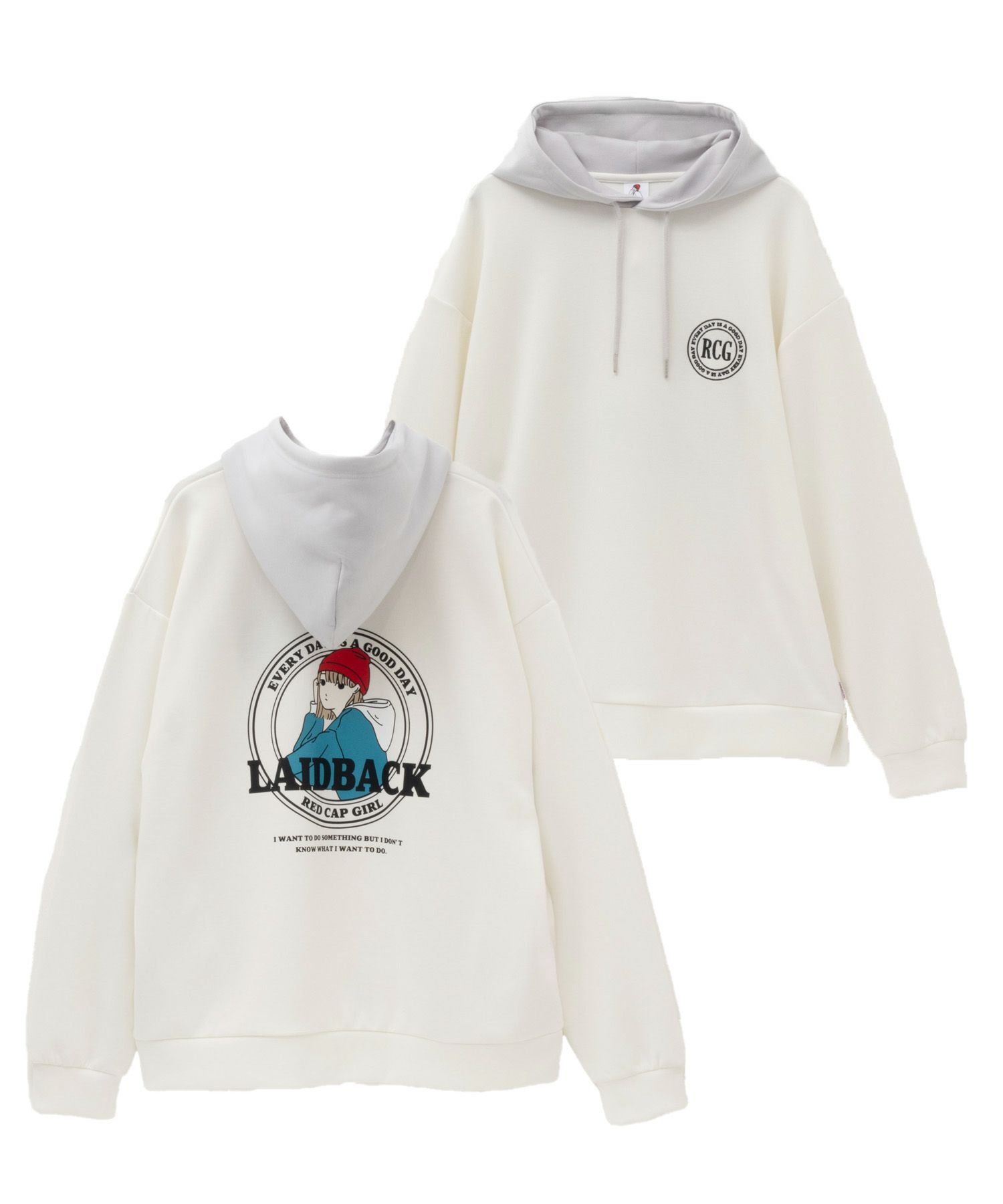 RED CAP GIRL  ポンチ素材 バックプリントフーディー メンズ商品サムネイル-2