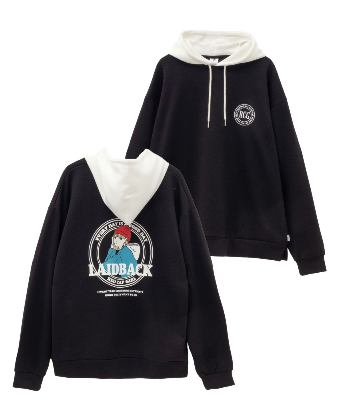 RED CAP GIRL ポンチ素材 バックプリントフーディー メンズ