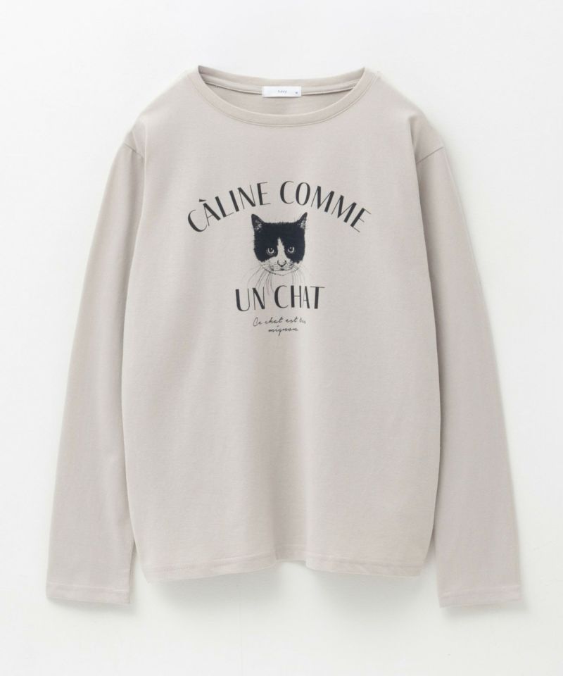 nAvy 猫プリント長袖Tシャツ レディース