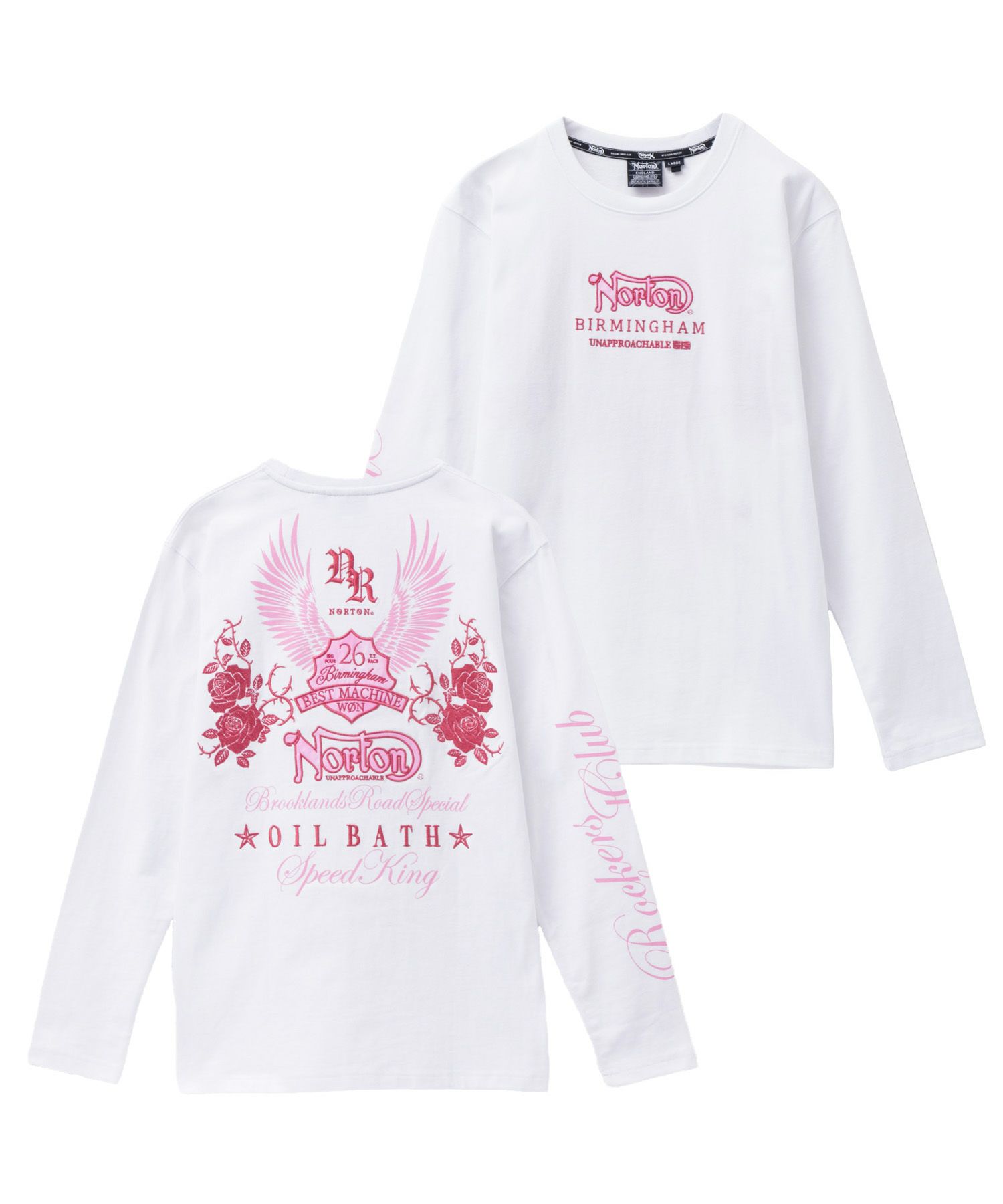 Norton ピンクフェザーローズ長袖Tシャツ メンズ
