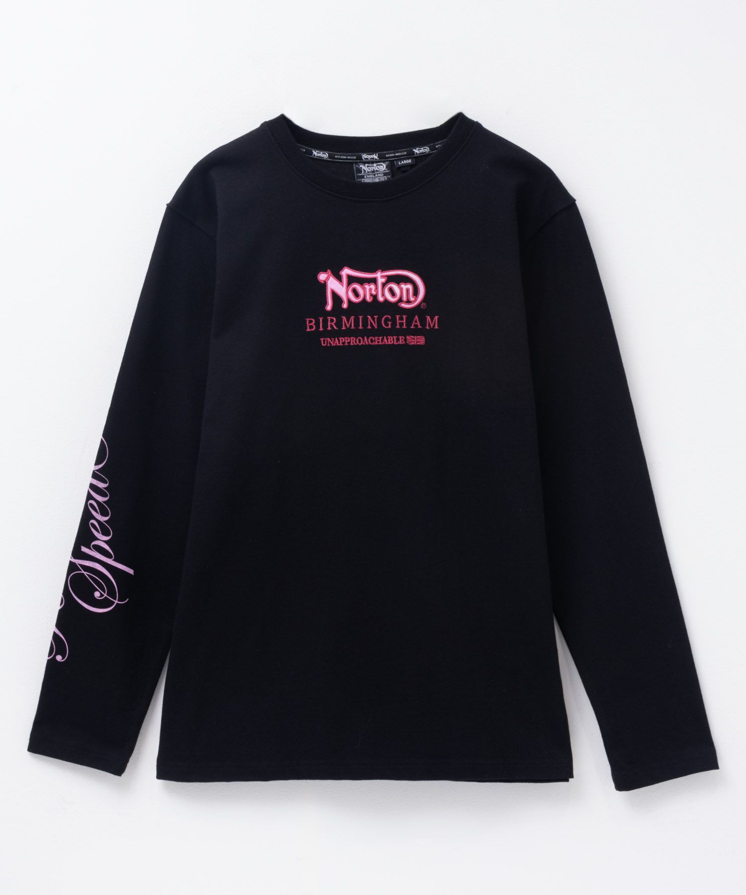 Norton ピンクフェザーローズ長袖Tシャツ メンズ