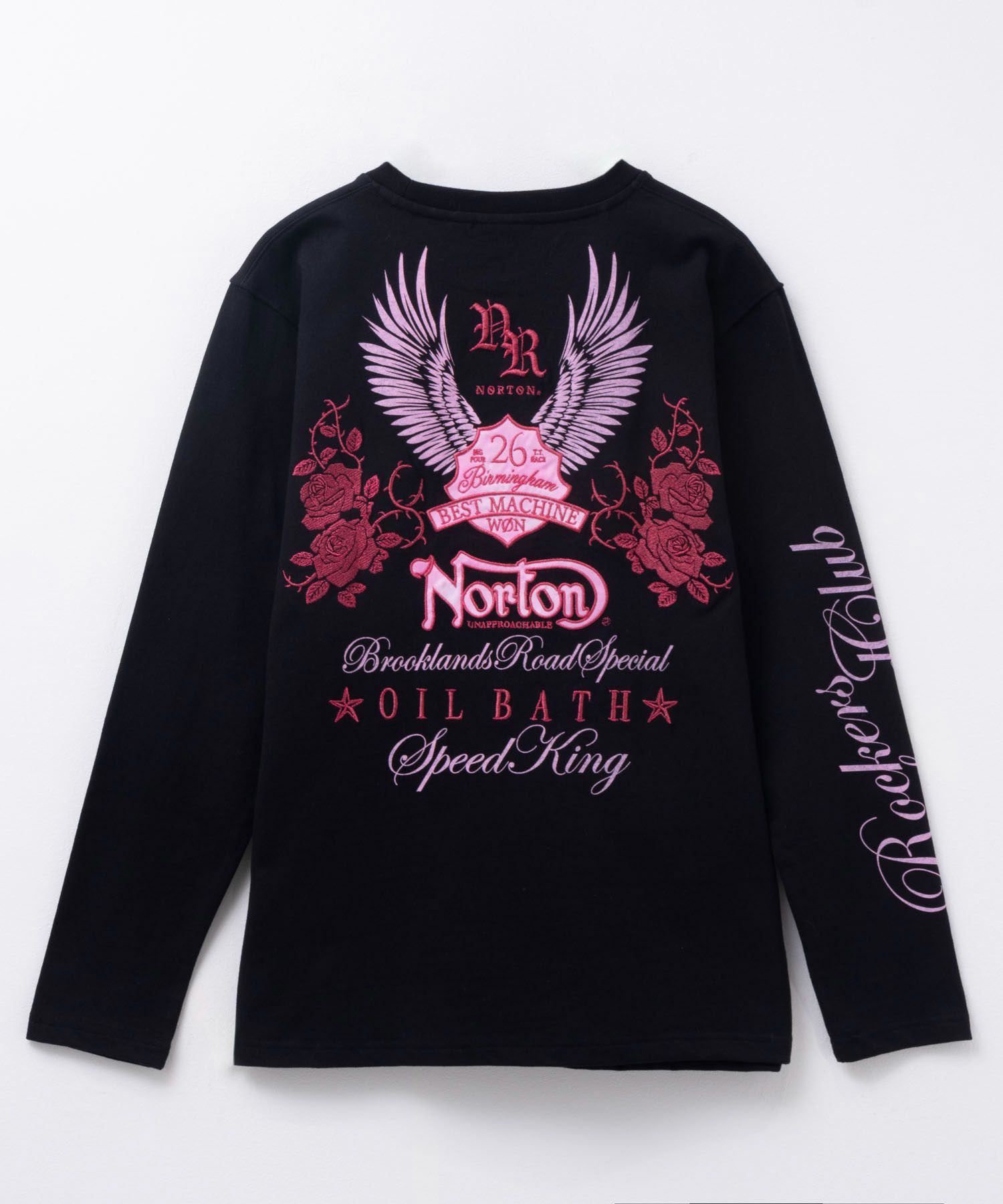 Norton ピンクフェザーローズ長袖Tシャツ メンズ