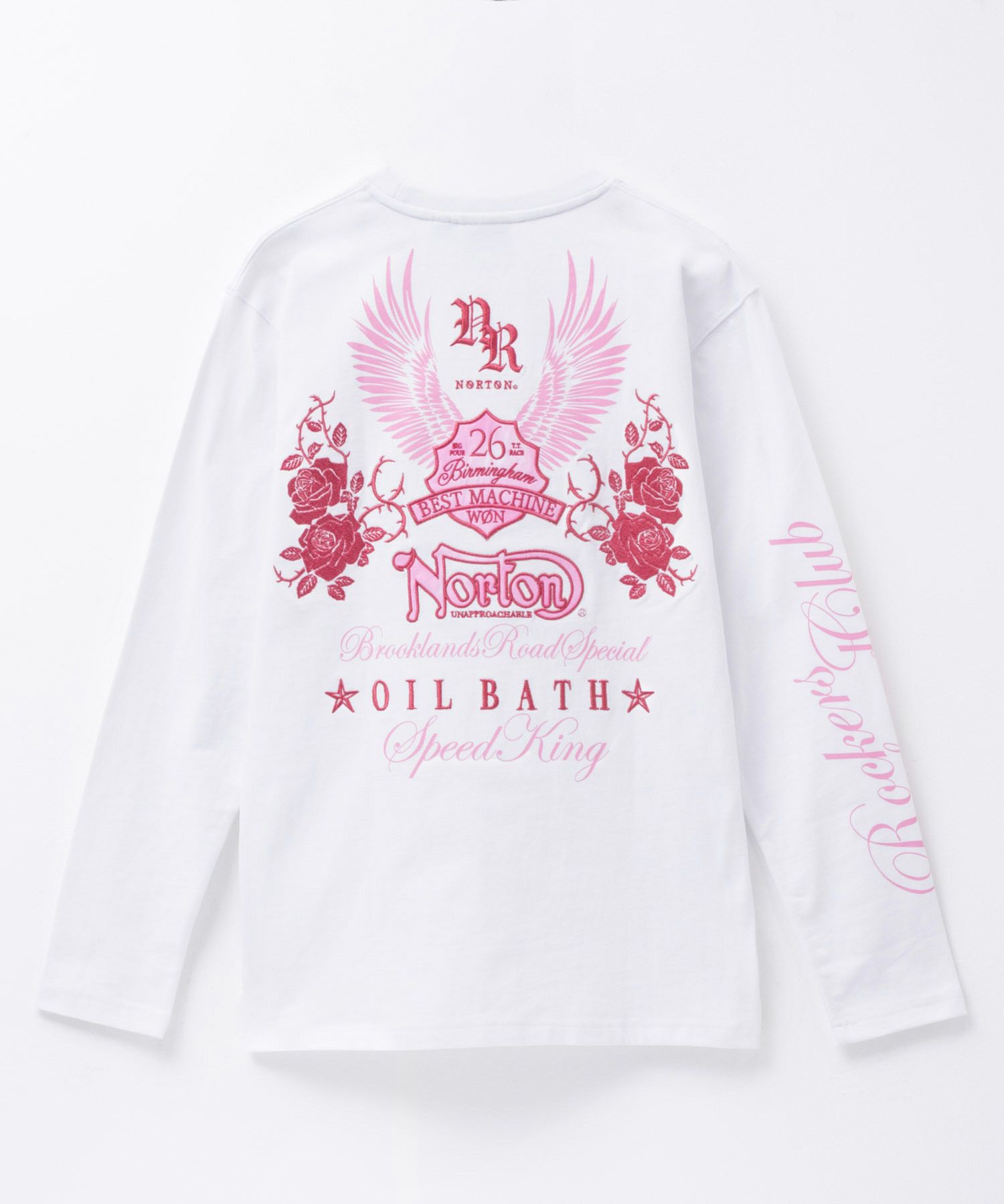 Norton ピンクフェザーローズ長袖Tシャツ メンズ