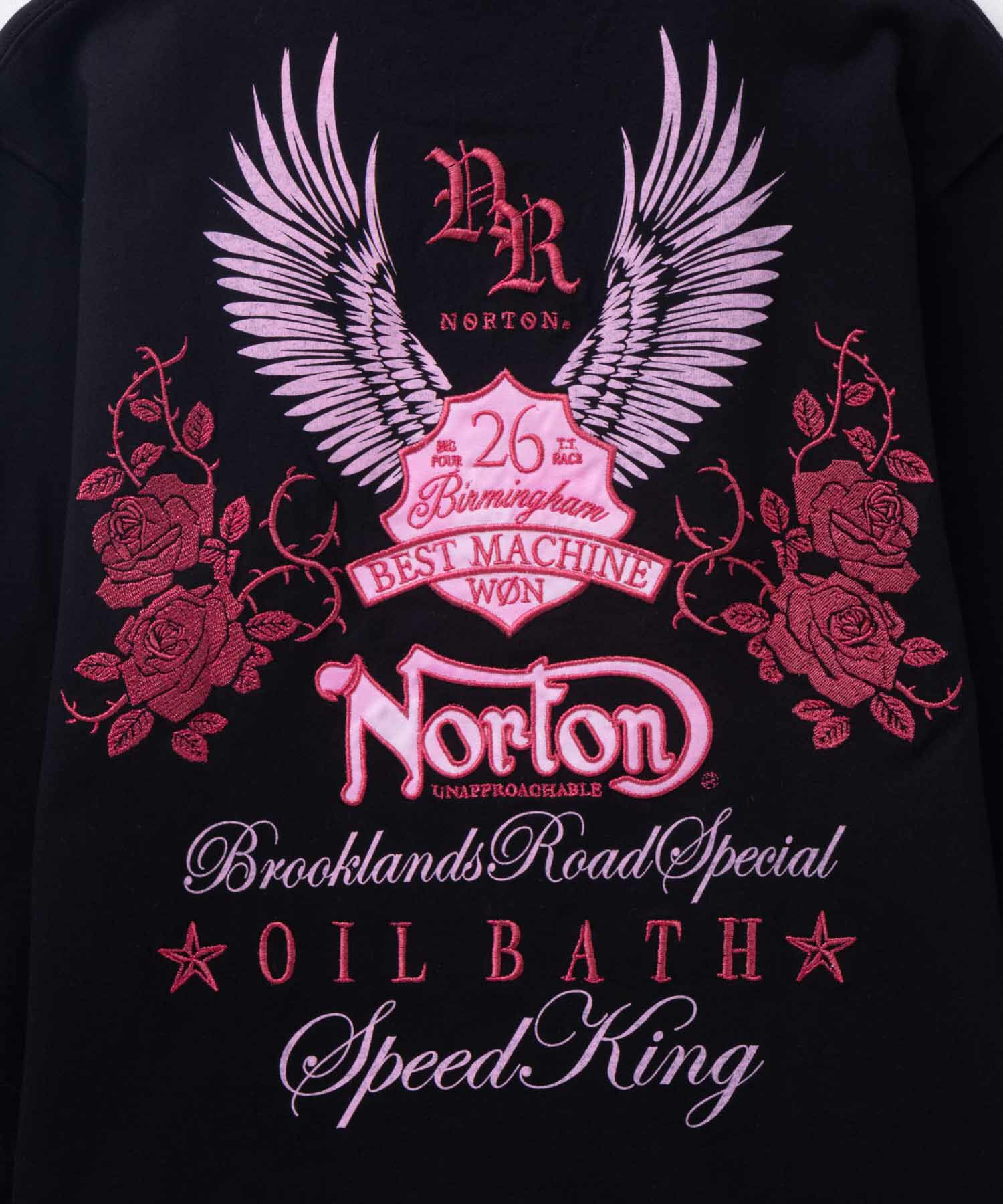 Norton ピンクフェザーローズ長袖Tシャツ メンズ