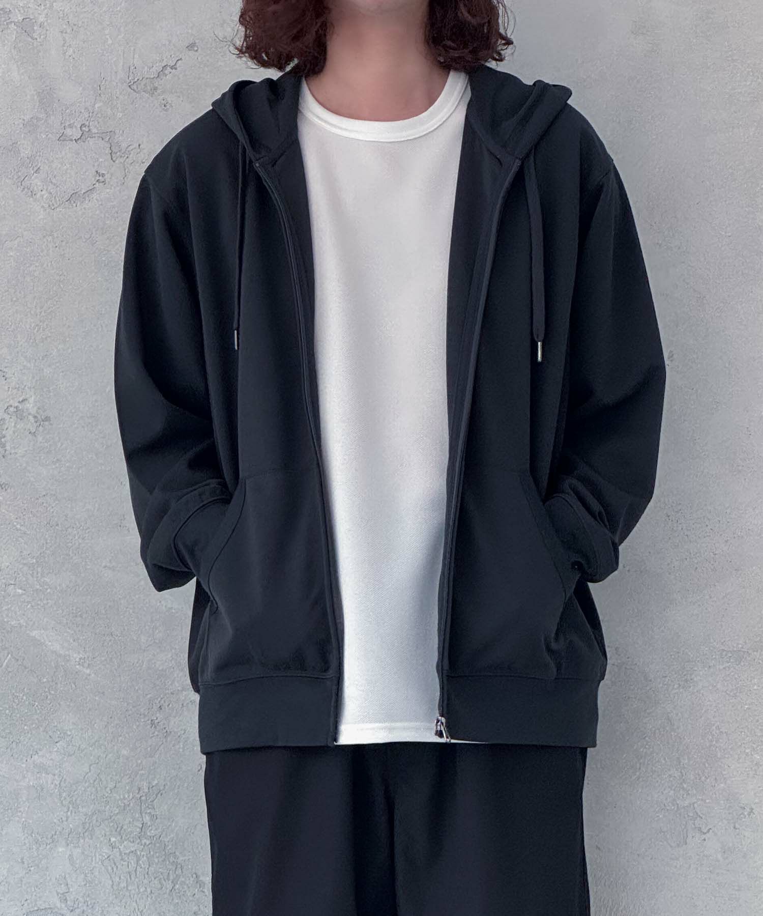 NAVY  ジョーゼットZIPパーカー メンズ商品画像-1