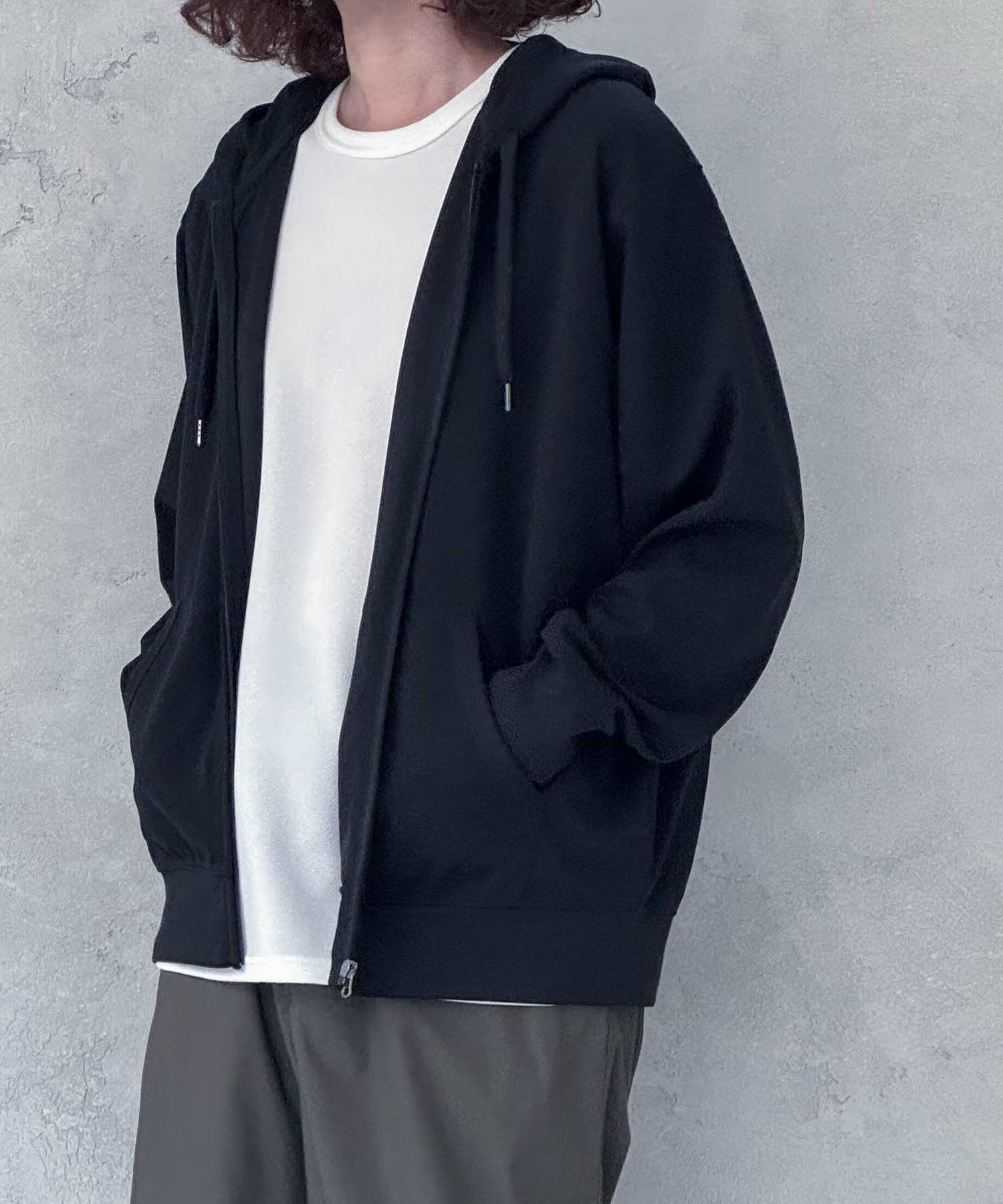 NAVY  ジョーゼットZIPパーカー メンズ商品画像-3