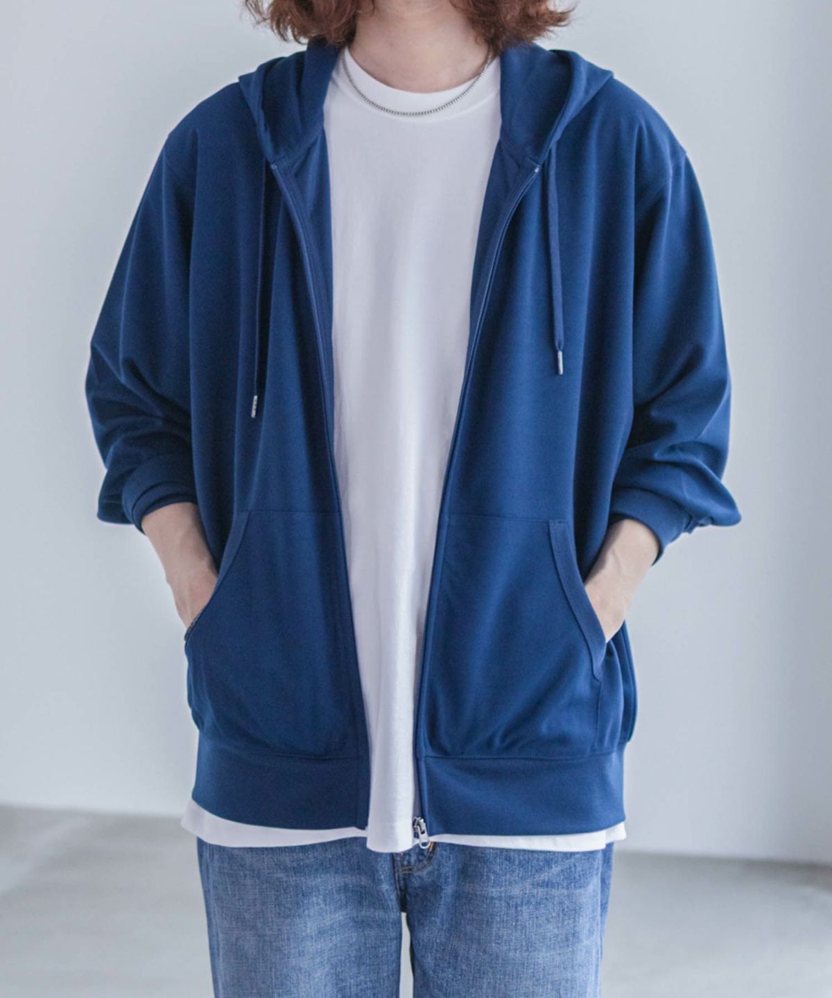 NAVY ジョーゼットZIPパーカー メンズ