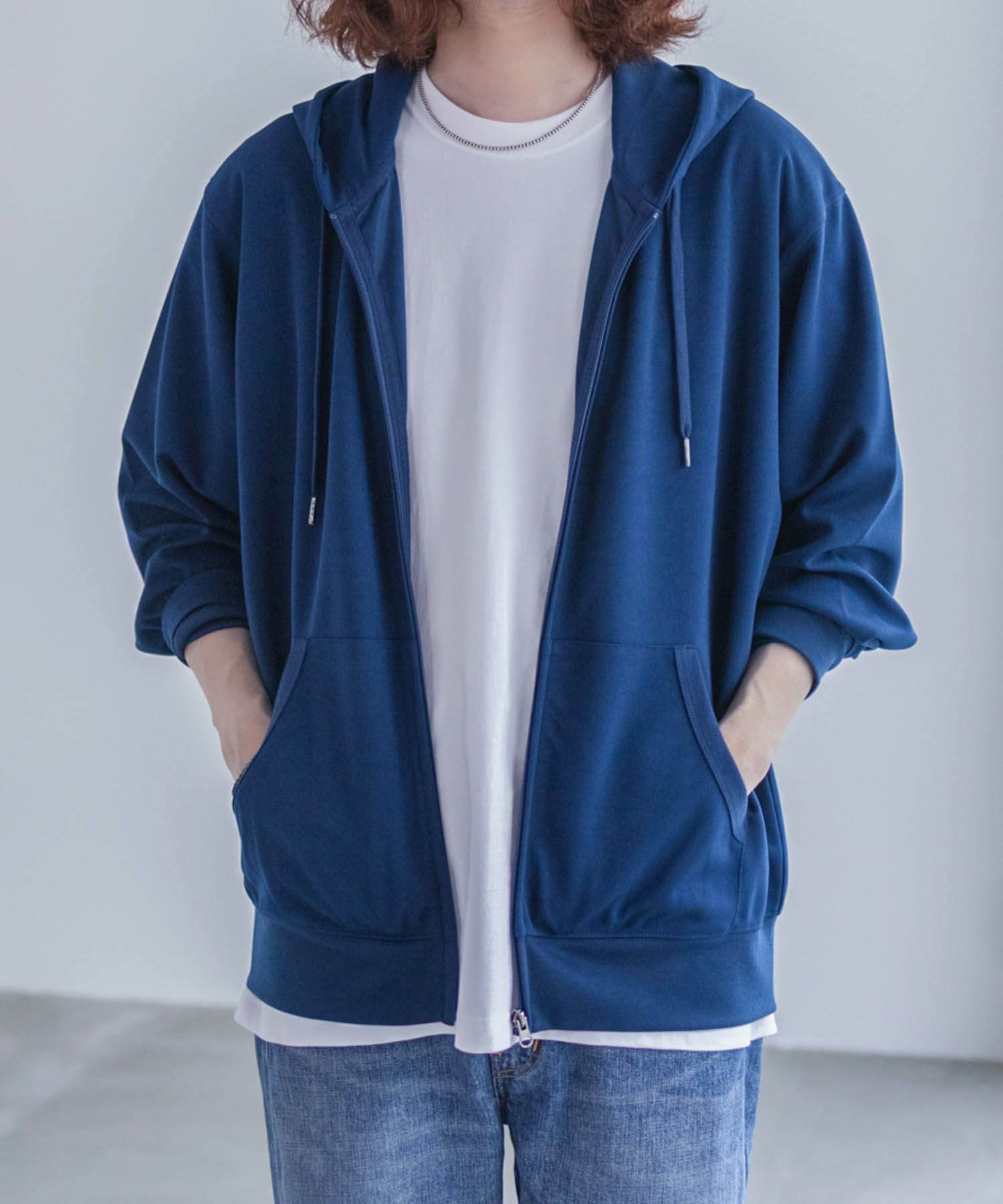 NAVY ジョーゼットZIPパーカー メンズ