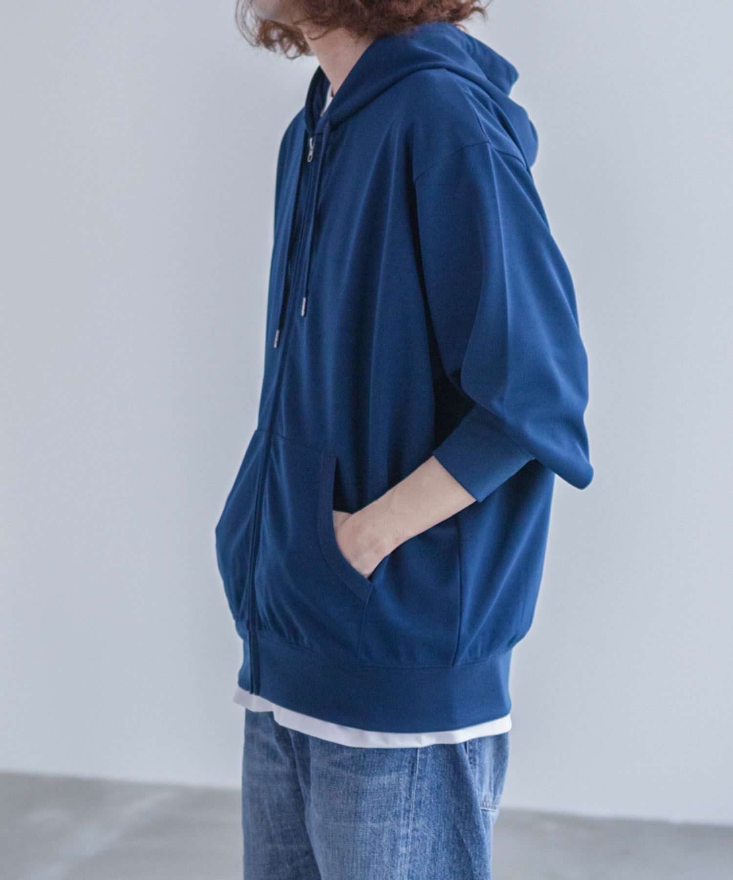 NAVY ジョーゼットZIPパーカー メンズ