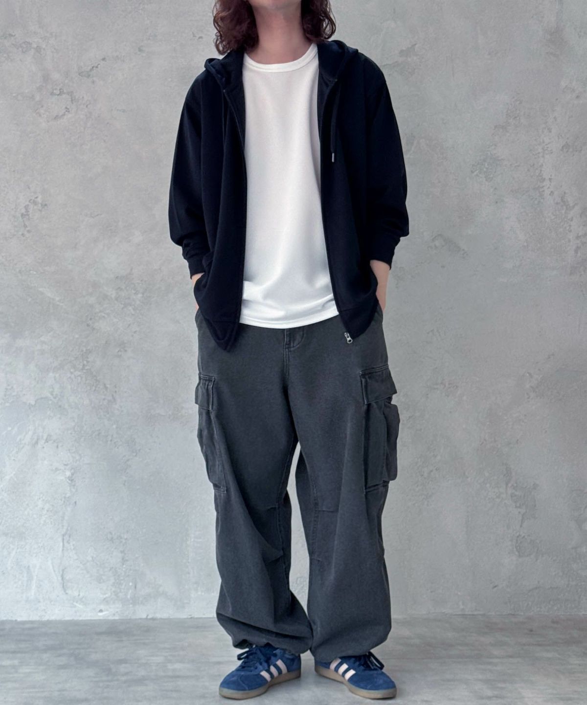 NAVY ジョーゼットZIPパーカー メンズ