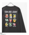 Tom and Jerry ロゴ刺繍集合長袖Tシャツ メンズ