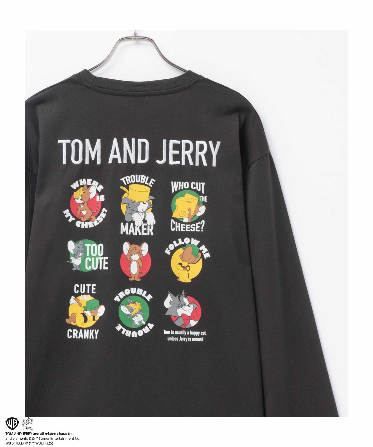 Tom and Jerry ロゴ刺繍集合長袖Tシャツ メンズ