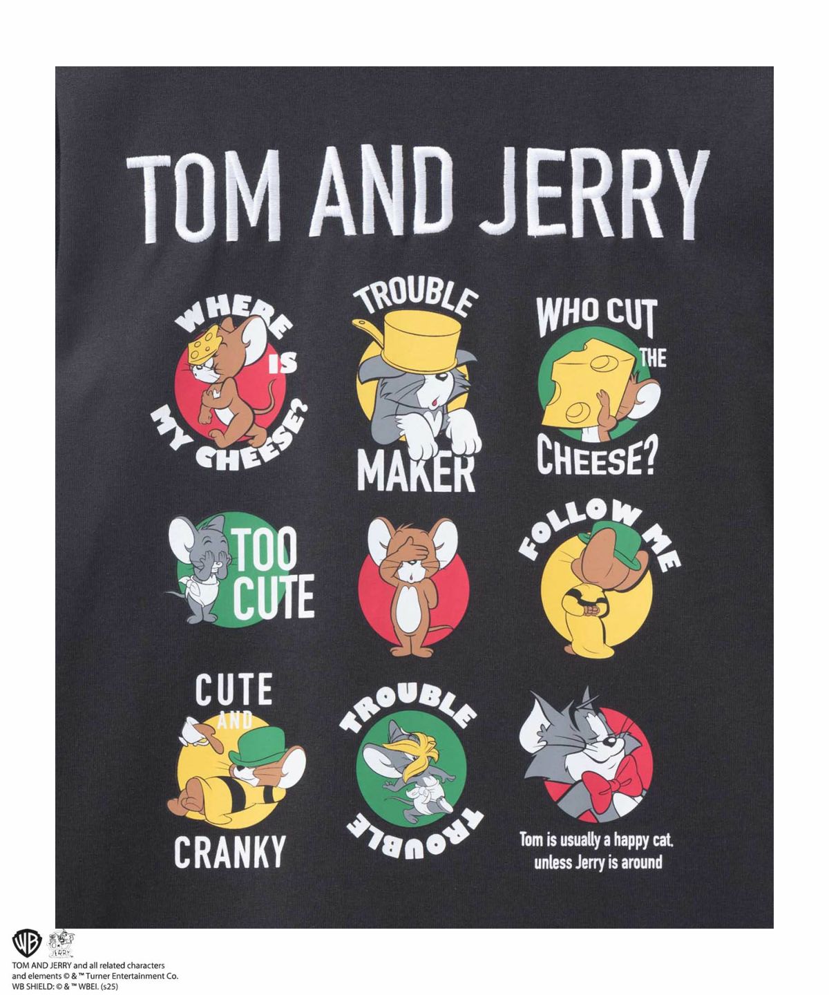 Tom and Jerry ロゴ刺繍集合長袖Tシャツ メンズ