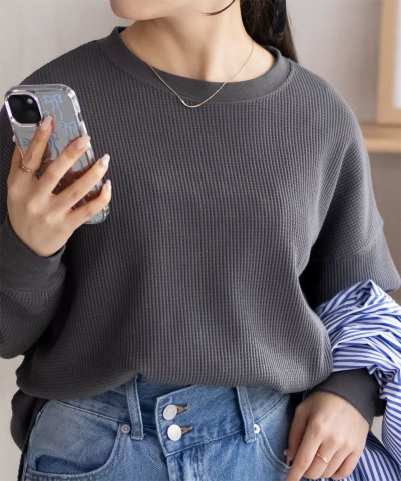 nAvy  ワッフル長袖Tシャツ レディース メール便 対応商品商品画像-1