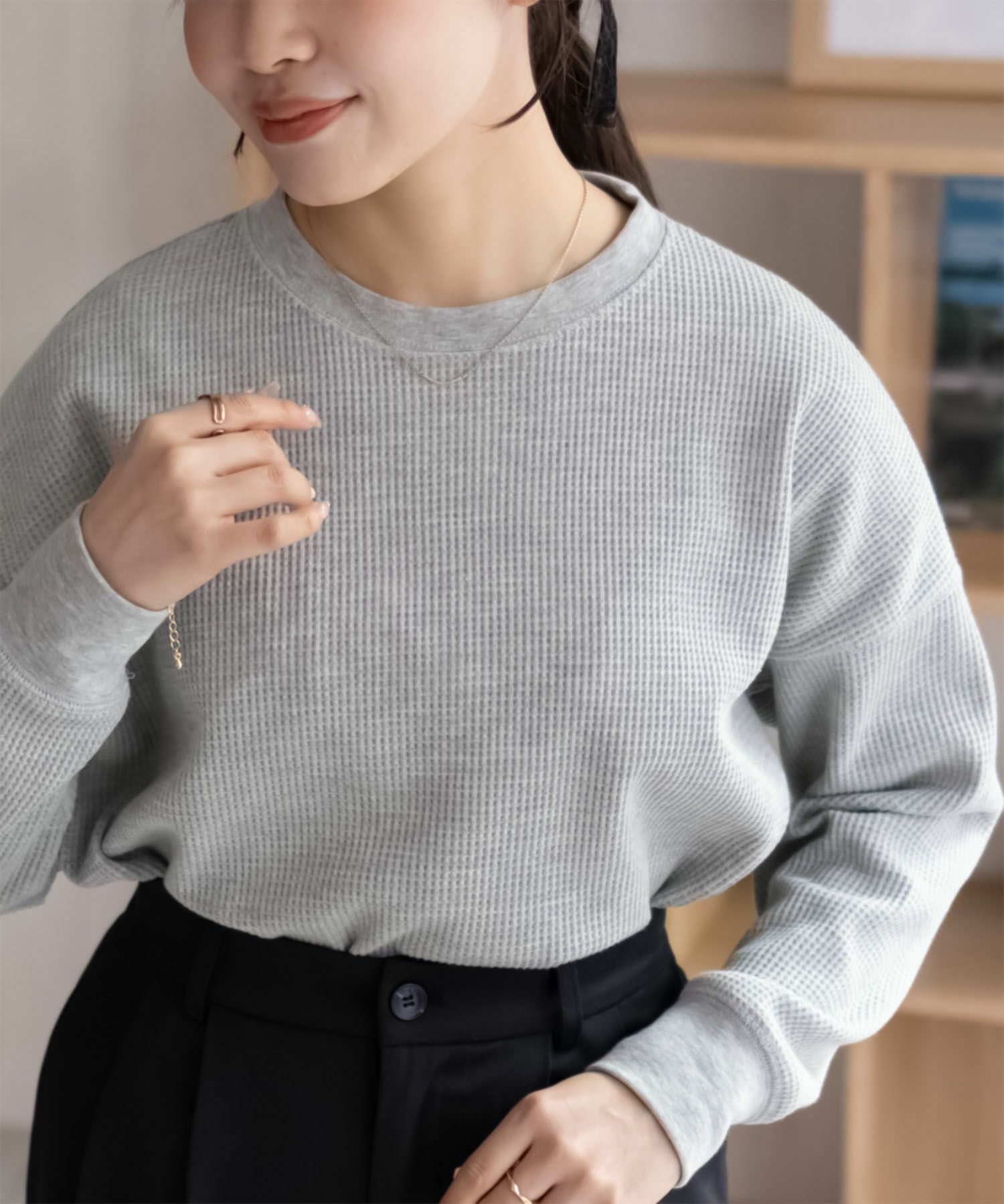 nAvy ワッフル長袖Tシャツ レディース ネコポス 対応商品