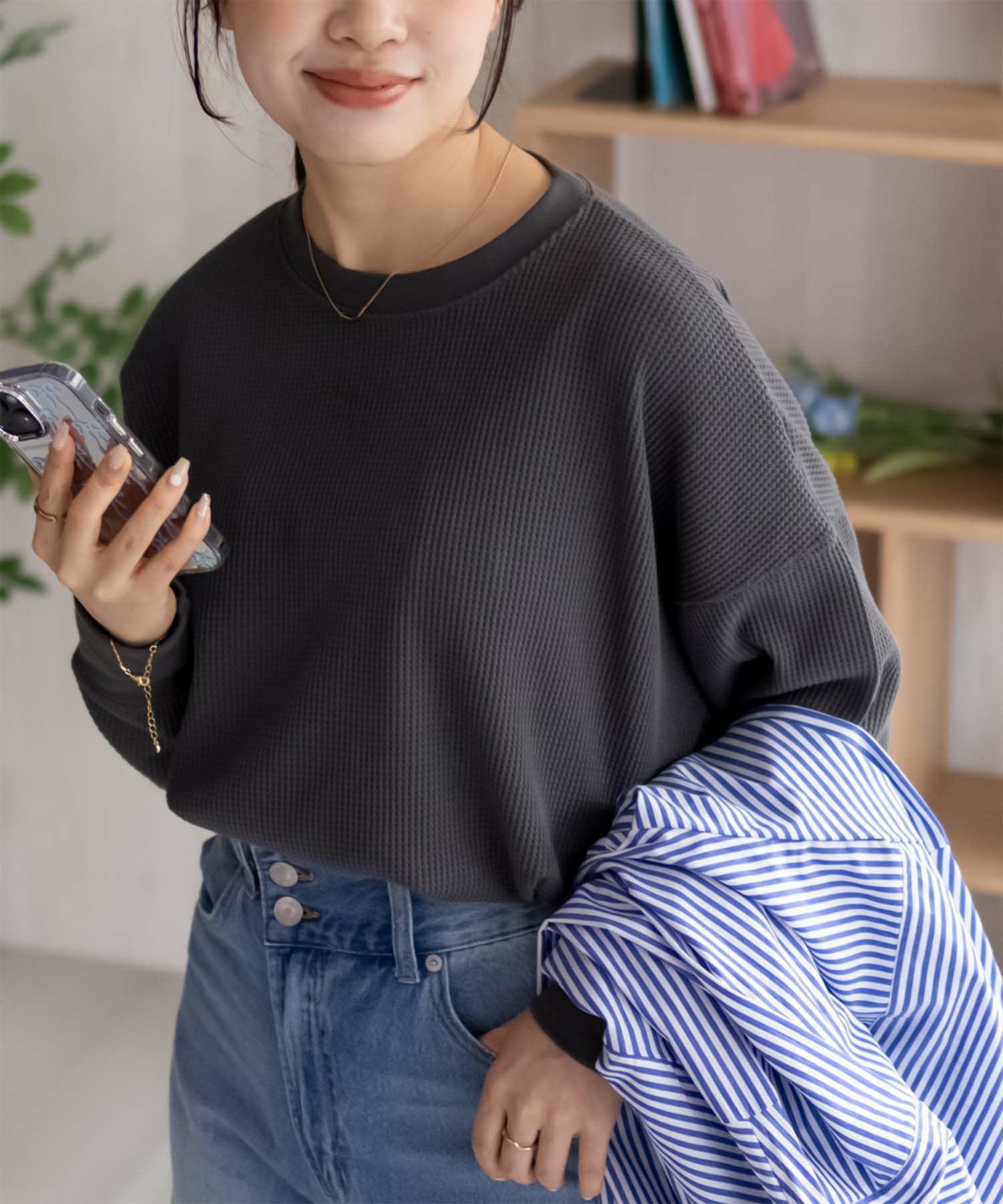 nAvy ワッフル長袖Tシャツ レディース ネコポス 対応商品