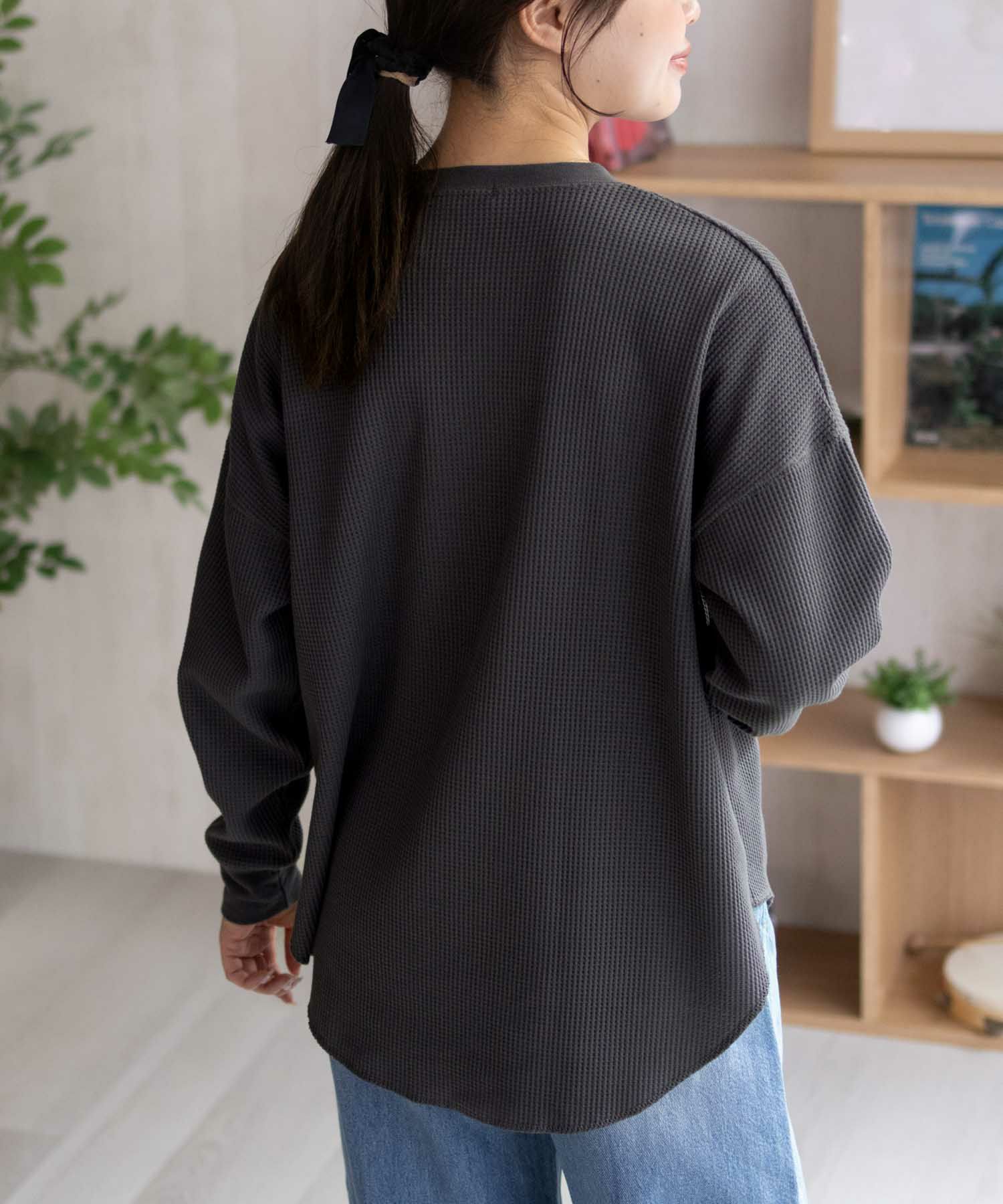 nAvy  ワッフル長袖Tシャツ レディース メール便 対応商品商品画像-9