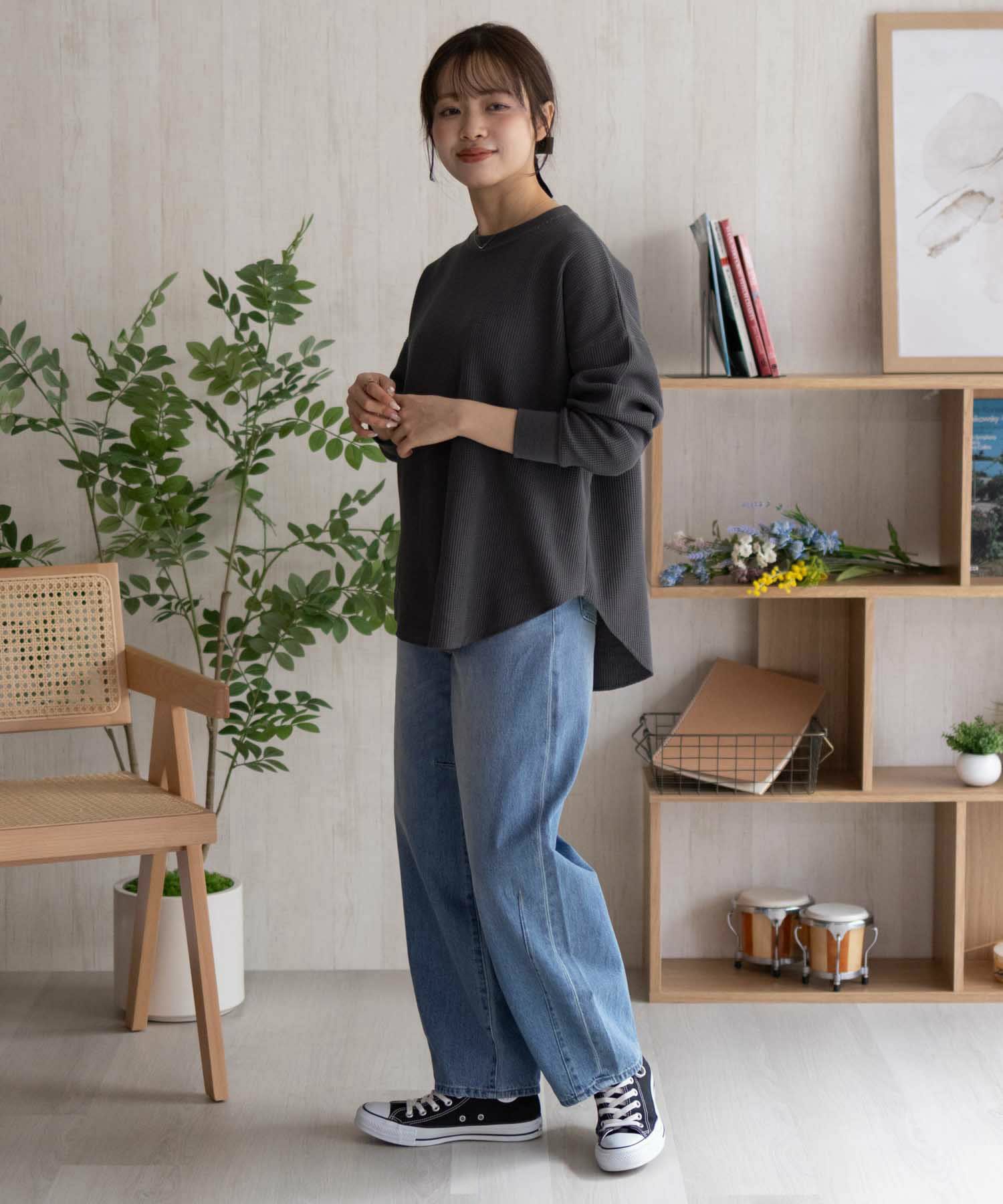 nAvy ワッフル長袖Tシャツ レディース ネコポス 対応商品