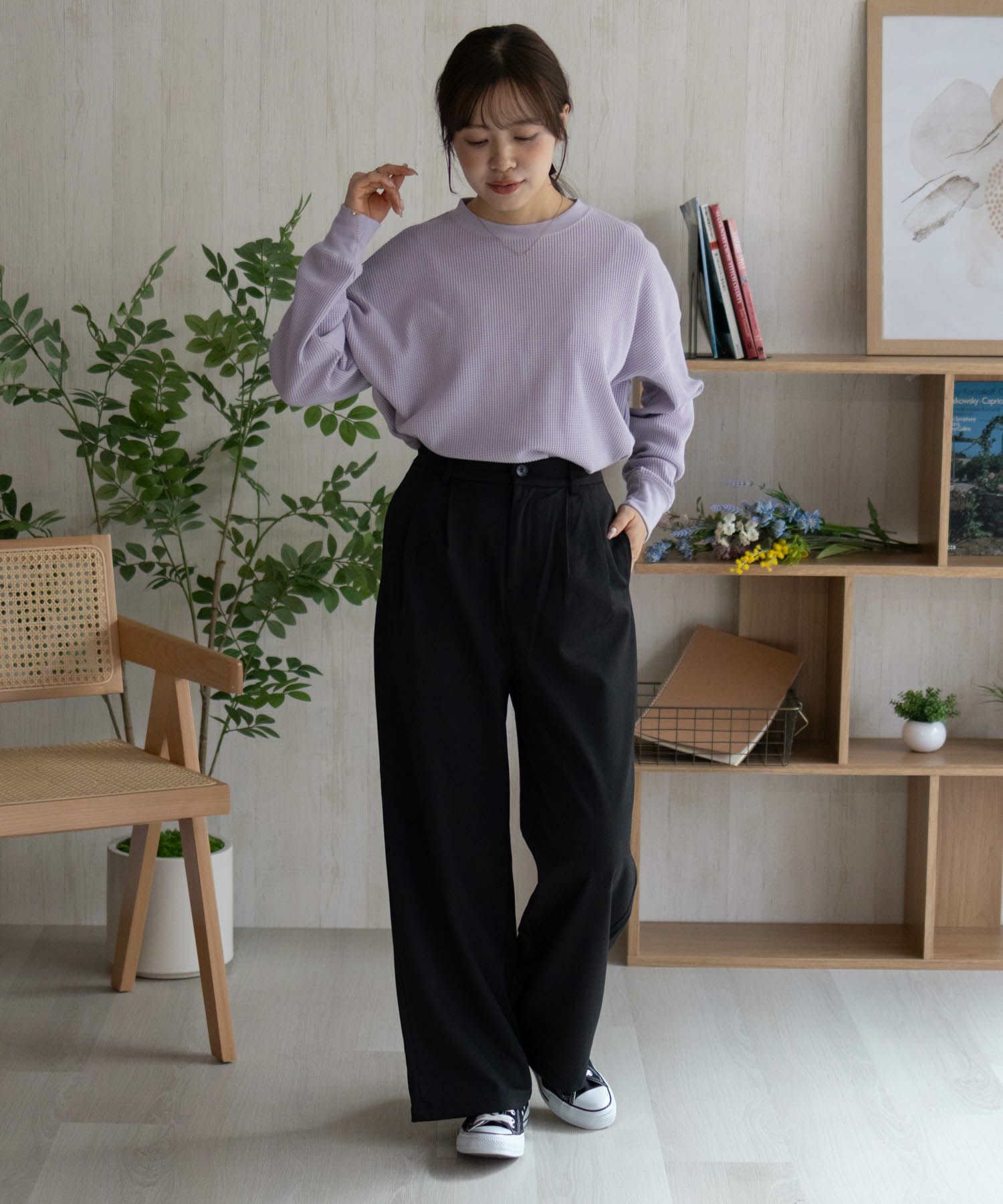 nAvy ワッフル長袖Tシャツ レディース ネコポス 対応商品