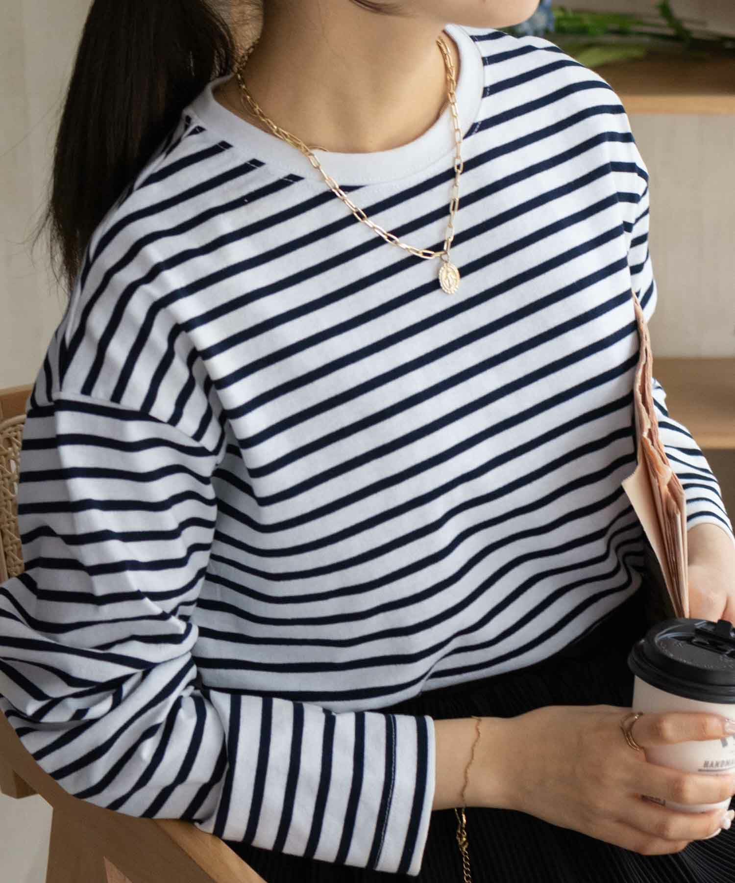 nAvy  ボーダー長袖Tシャツ レディース メール便 対応商品商品画像-1