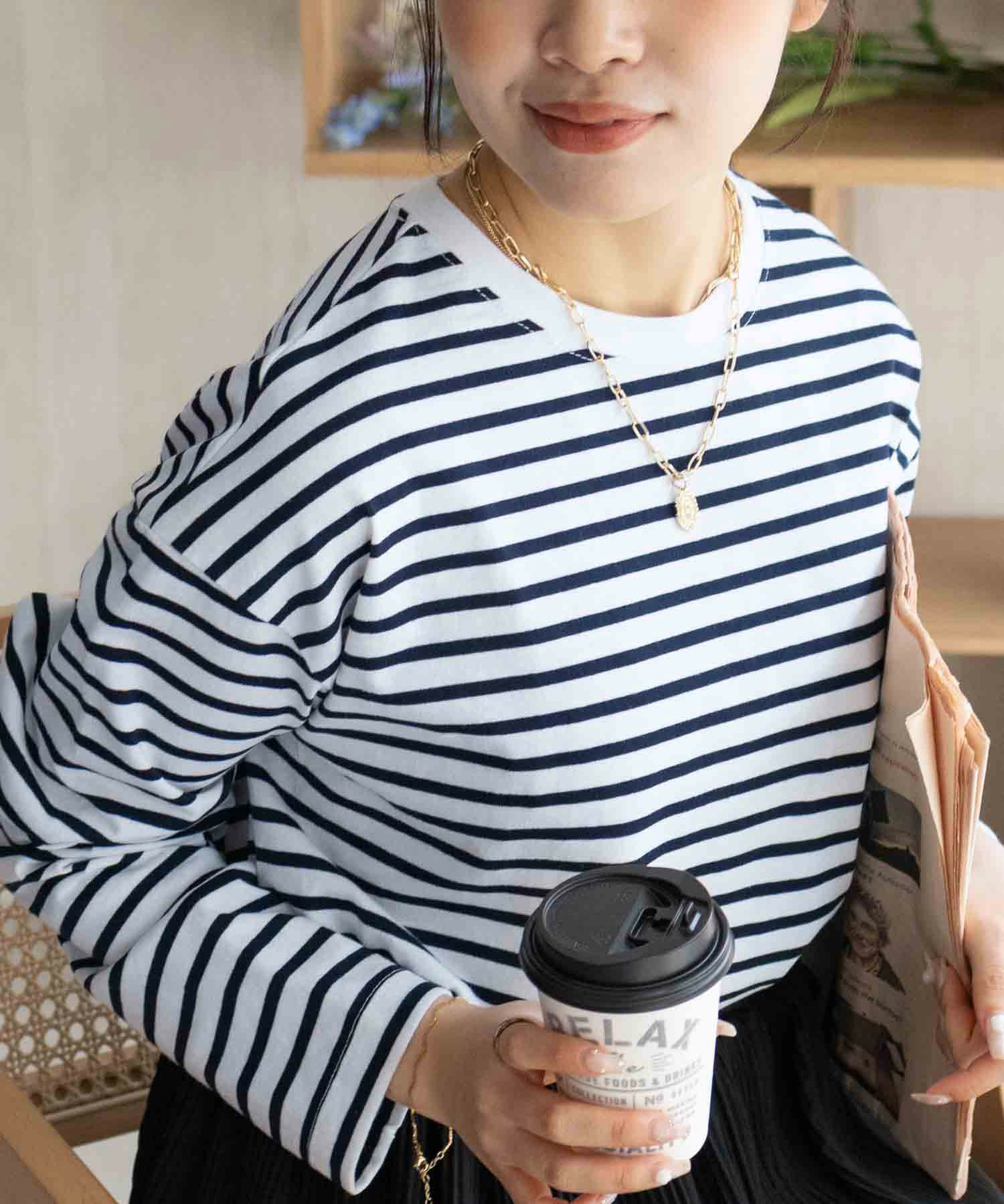nAvy  ボーダー長袖Tシャツ レディース メール便 対応商品商品画像-6