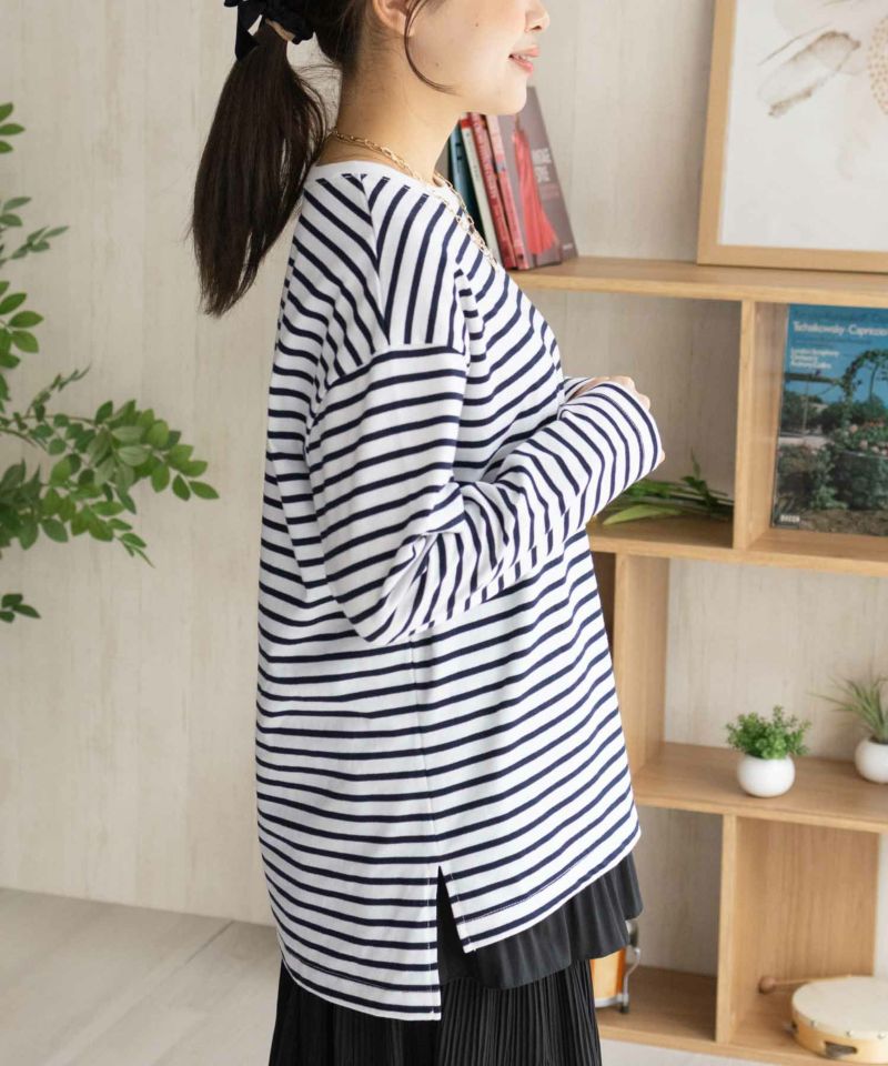 nAvy ボーダー長袖Tシャツ レディース