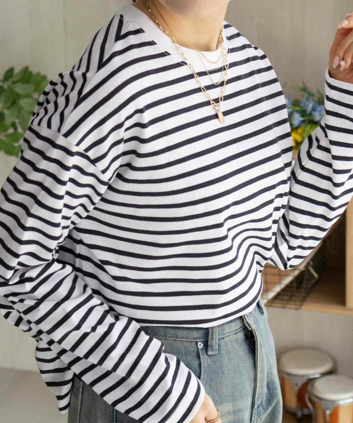 nAvy ボーダー長袖Tシャツ レディース ネコポス 対応商品