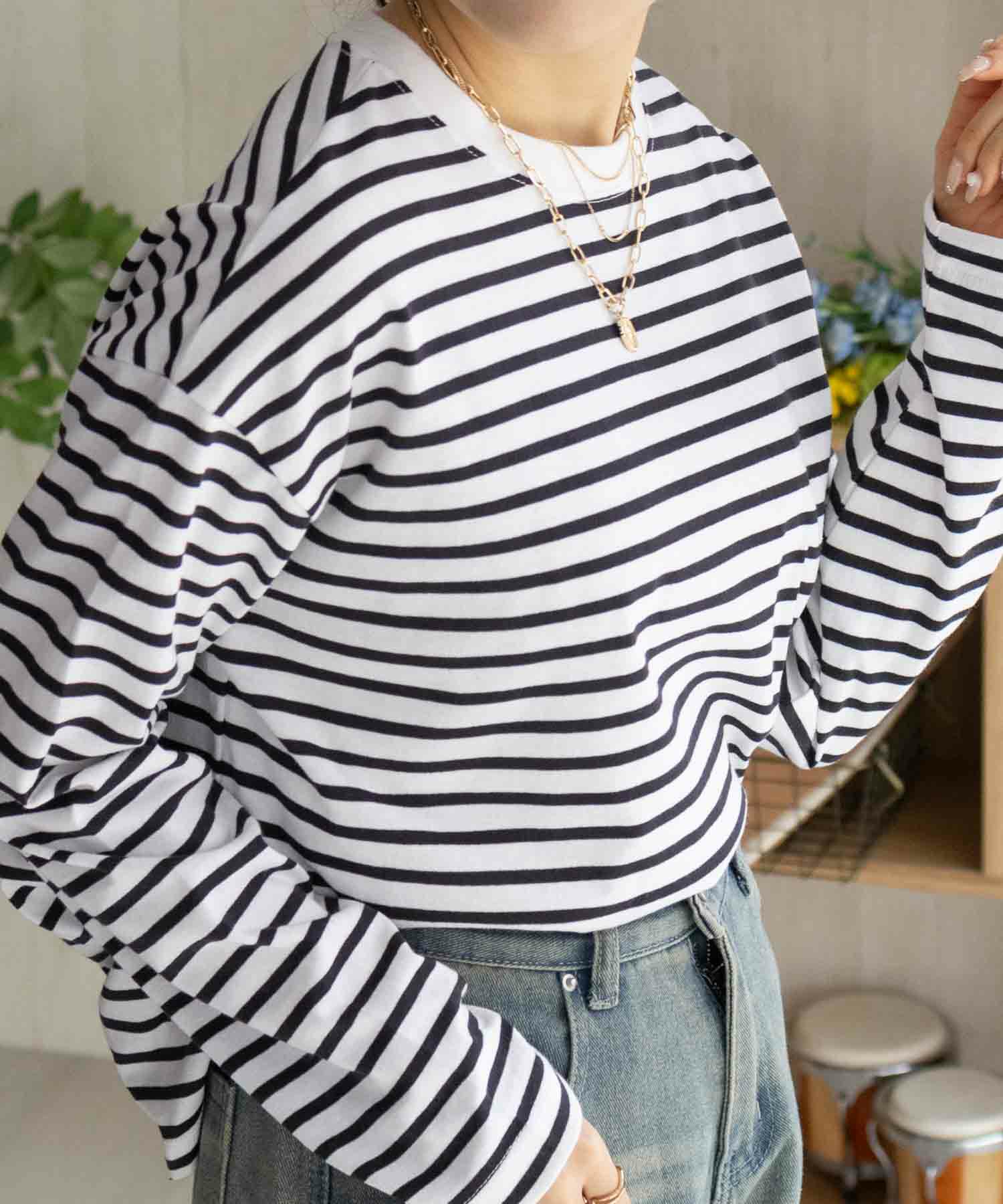 nAvy ボーダー長袖Tシャツ レディース ネコポス 対応商品