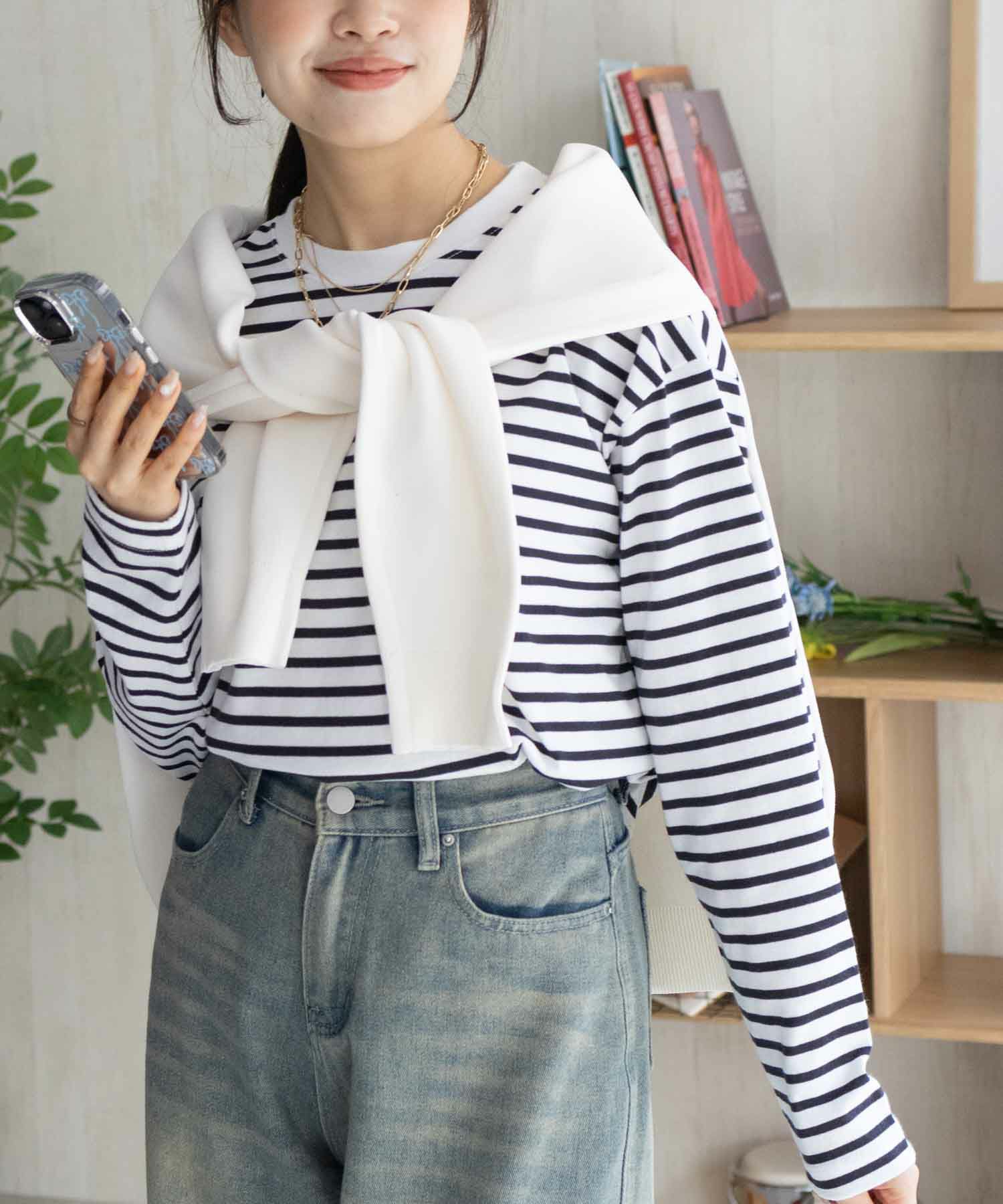 nAvy  ボーダー長袖Tシャツ レディース メール便 対応商品商品画像-12